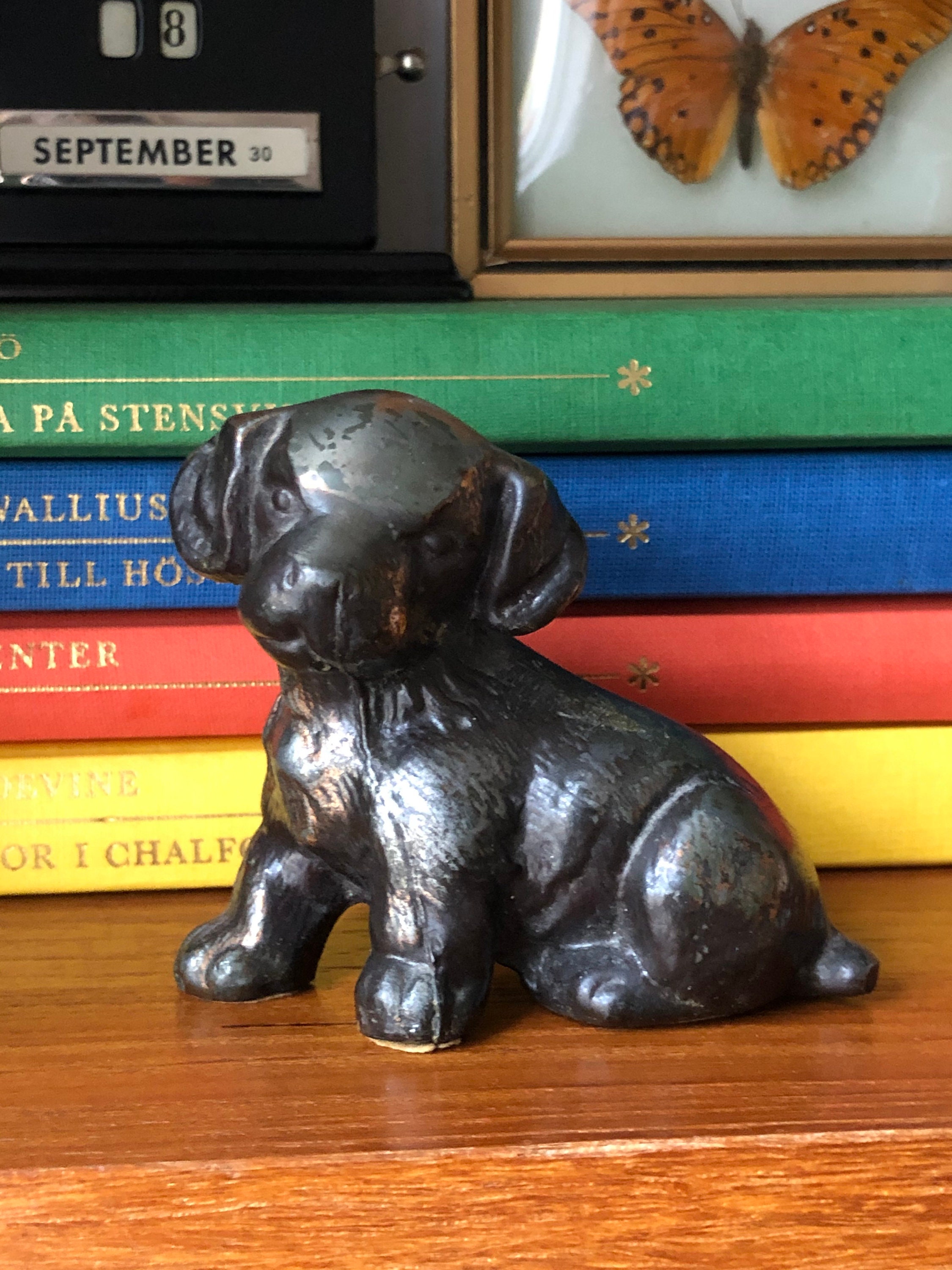 Scandinavian Vintage Swedish bronze dog figurine