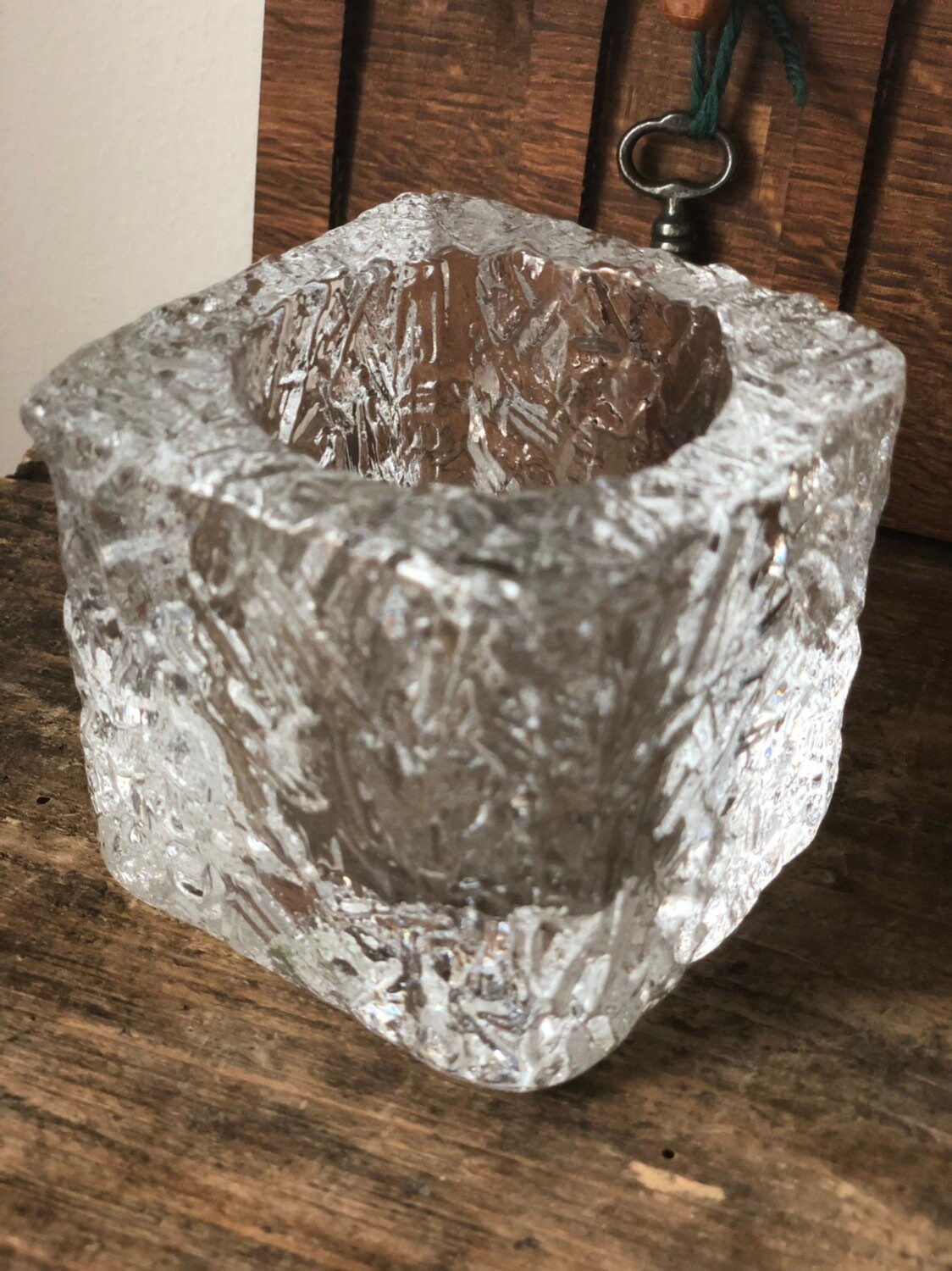 Scandinavian crystal candle holder from Nybro Glassworks Sweden