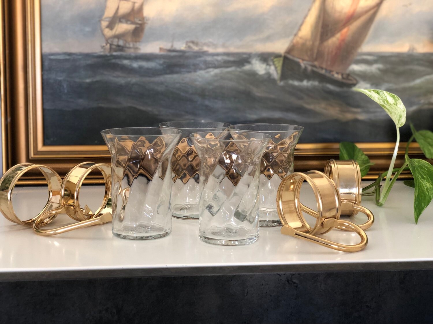 Set of 4 Scandinavian hot beverage glasses glögg mulled wine / espresso