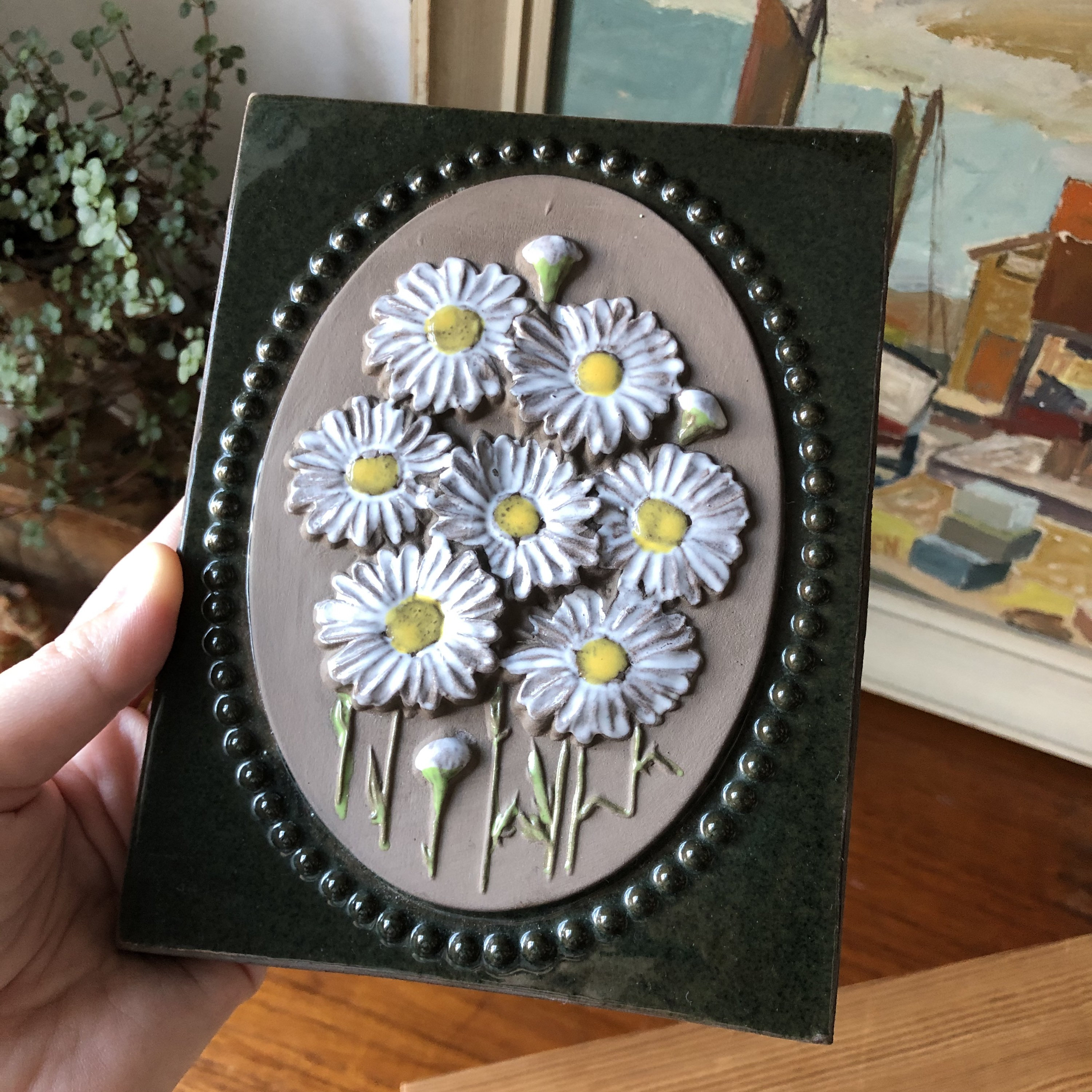 Vintage 1960s ceramic tile plaque ceramic wall art by JIE Sweden