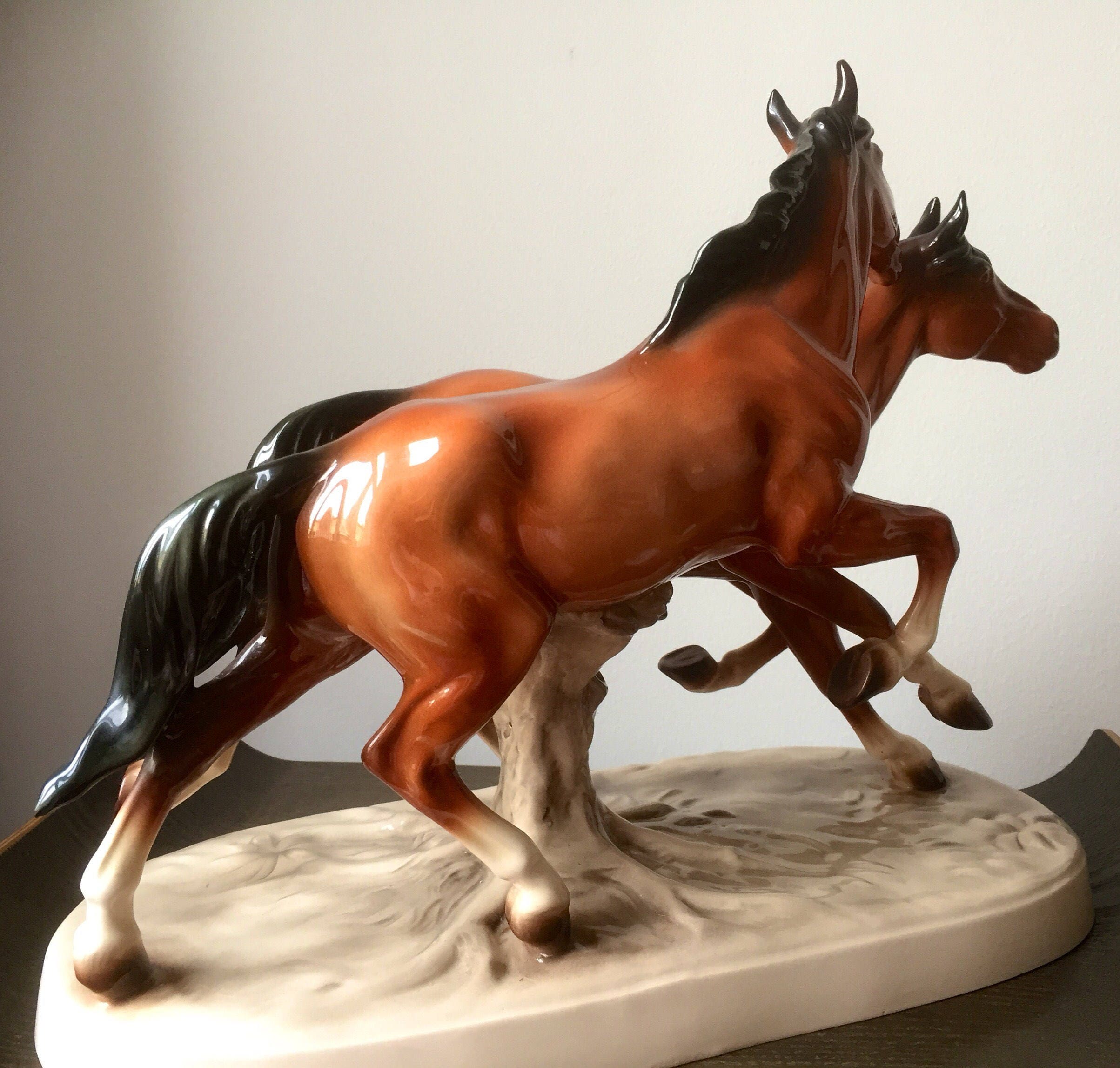 Large /horse /figurine /1940s/perfect condition/pair/Germany/early midcentury/hertwig and co