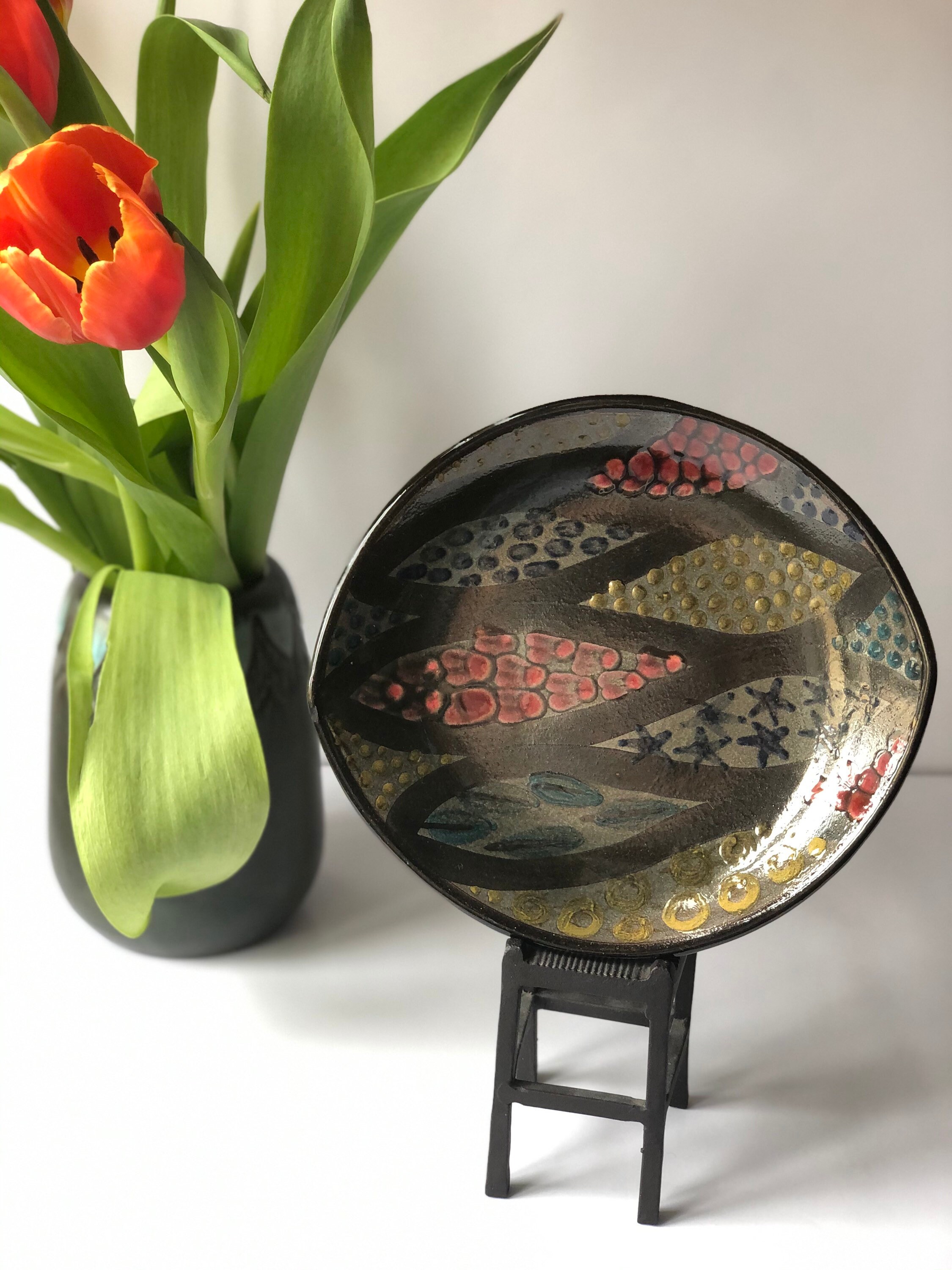 Upsala Ekeby small decorative dish plate Swedish Sweden Etsy