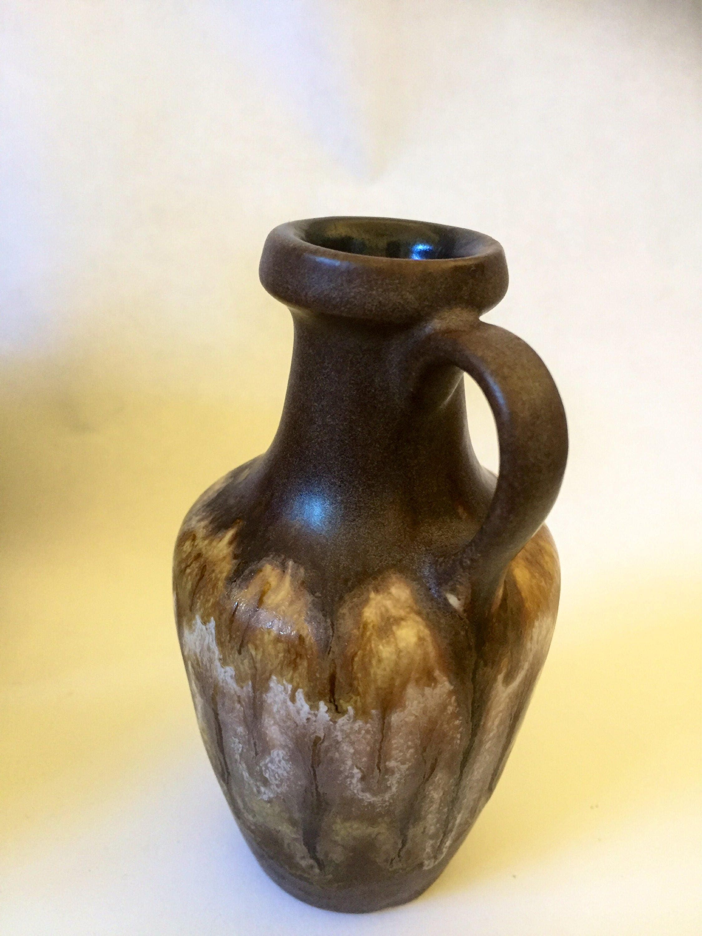 West German Pottery/ vase/ haldensleben /earred/handle/boho chic