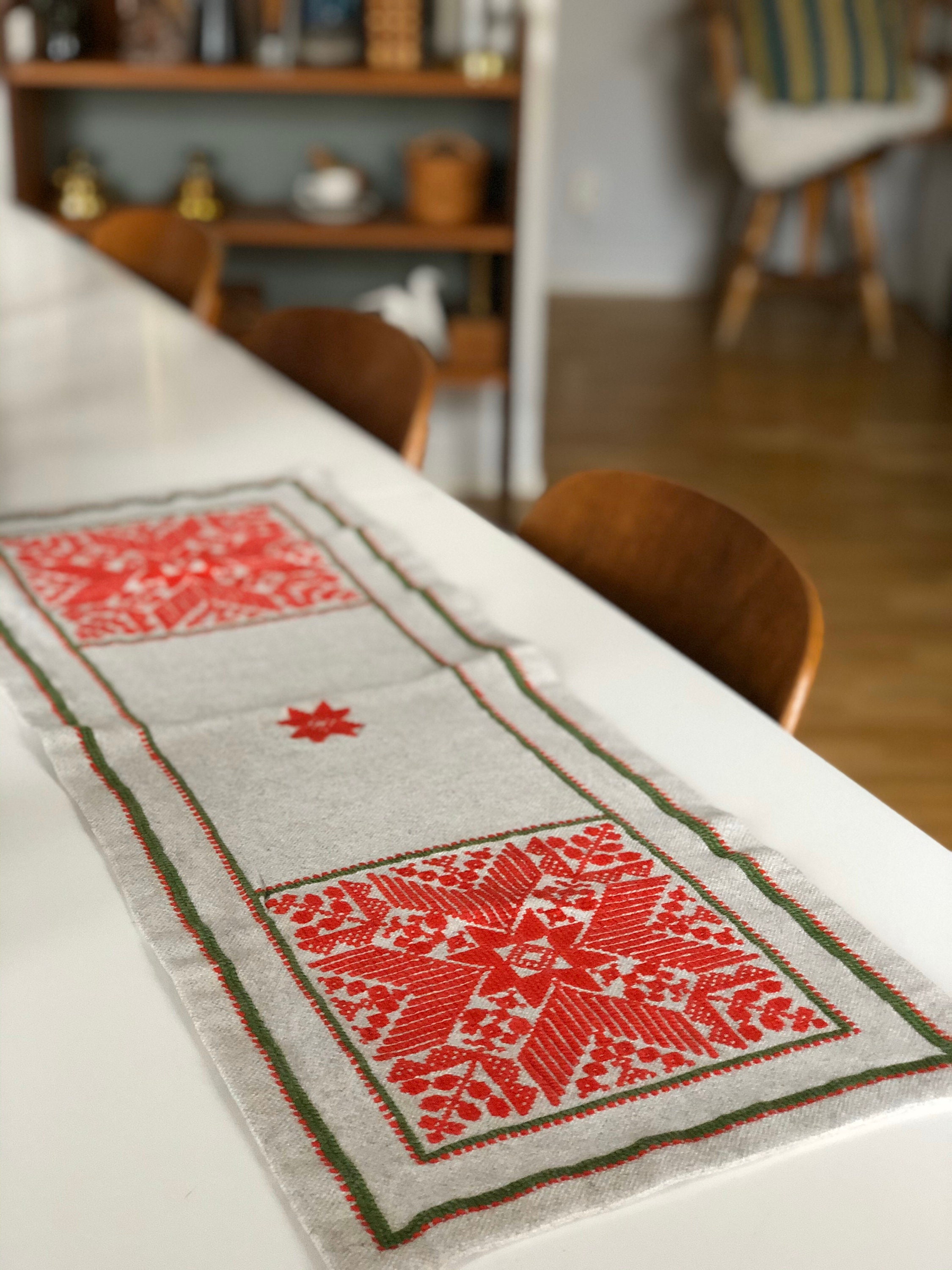 Christmas Table Runner Swedish traditional folk art embrodiery runner