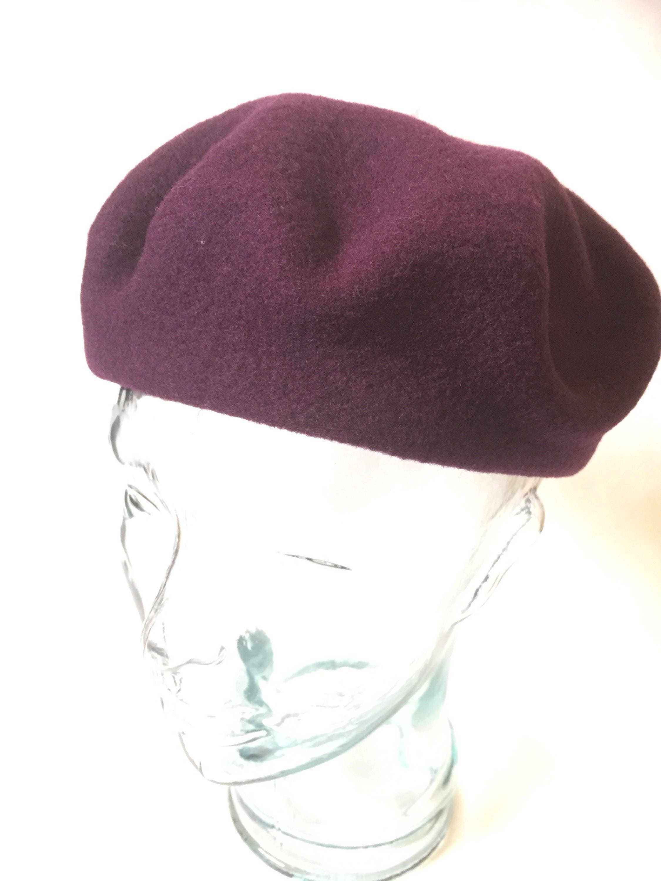 Kid's 1980s violet purple beret wool girl's