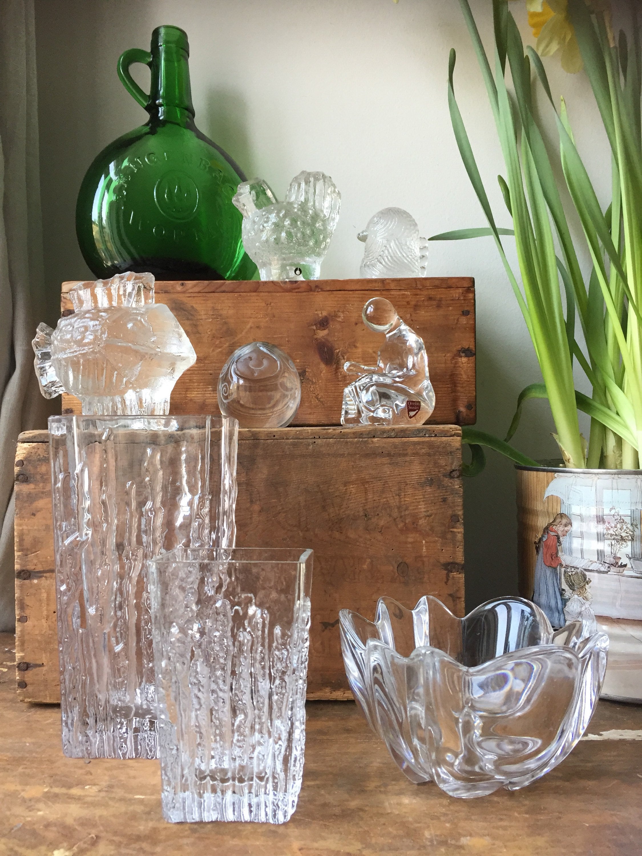 pair of Scandinavian/glass/vases/Mantorp/midcentury modern /modernist