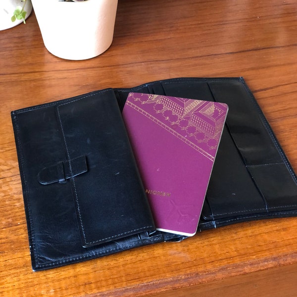 Vintage leather wallet passport cover organizer travel wallet