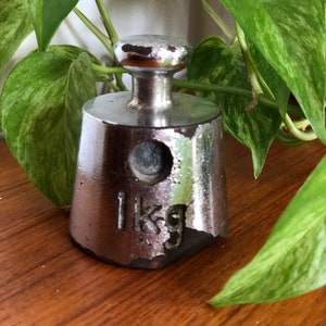 Scandinavian cast iron silver scale weight midcentury modern Swedish grams
