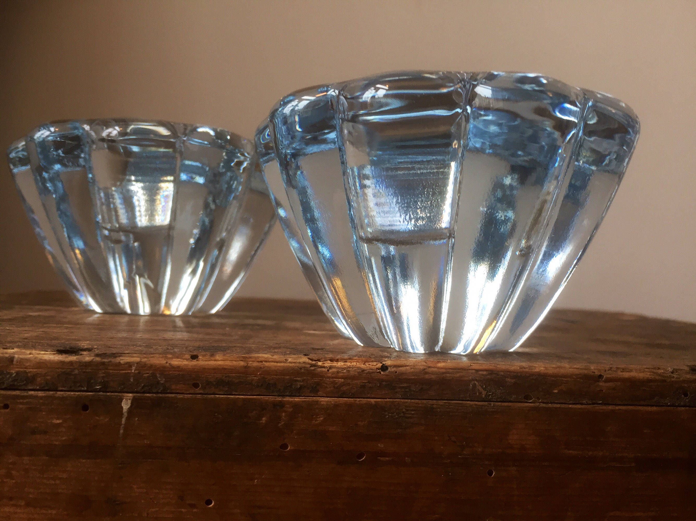 Pair of 2 orrefors candlestick holders by Sven Palmkqvist called stella