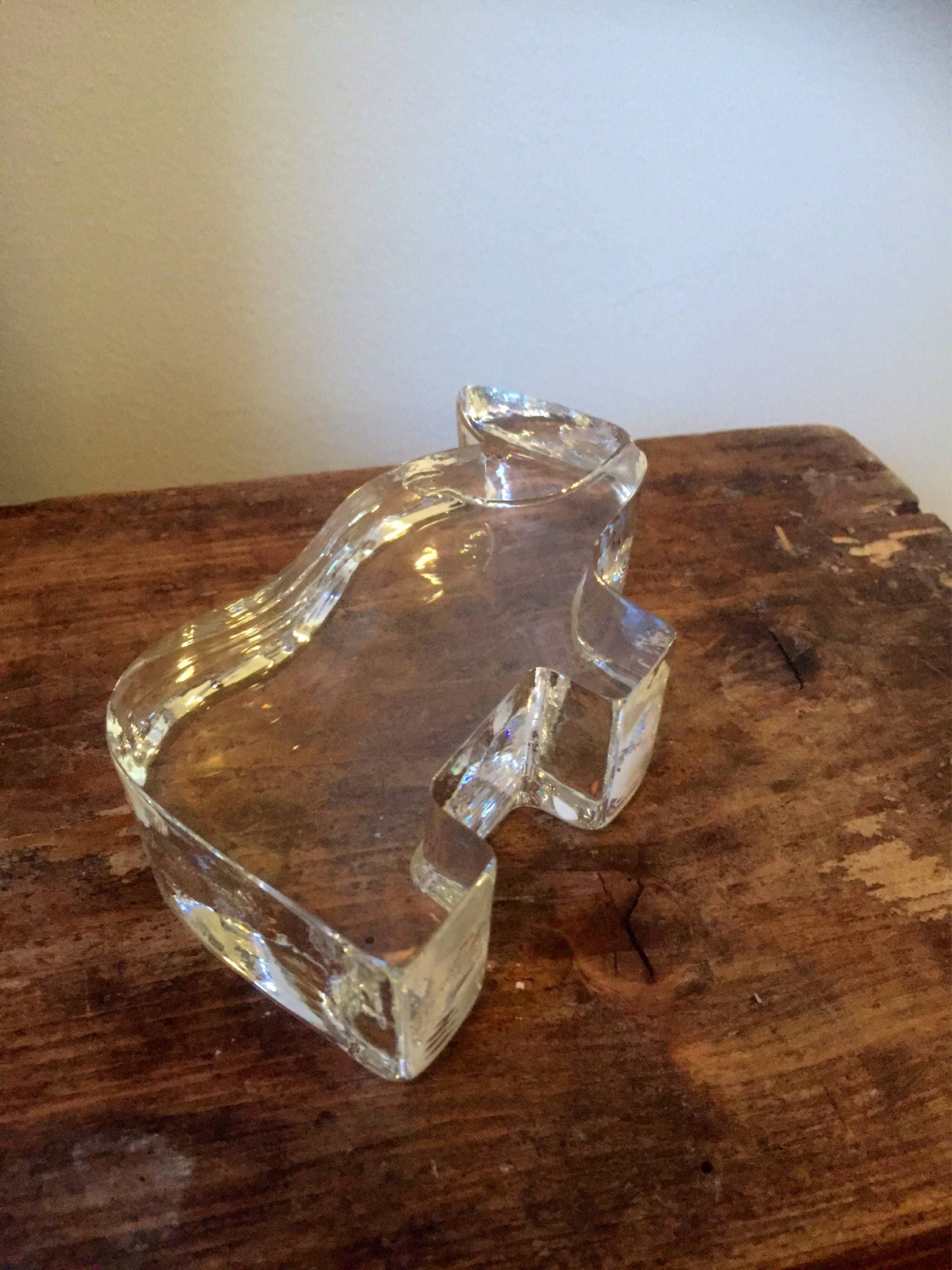 Crystal/glass animal/rhino/kosta Boda/bertil Vallien /flat/streamlined