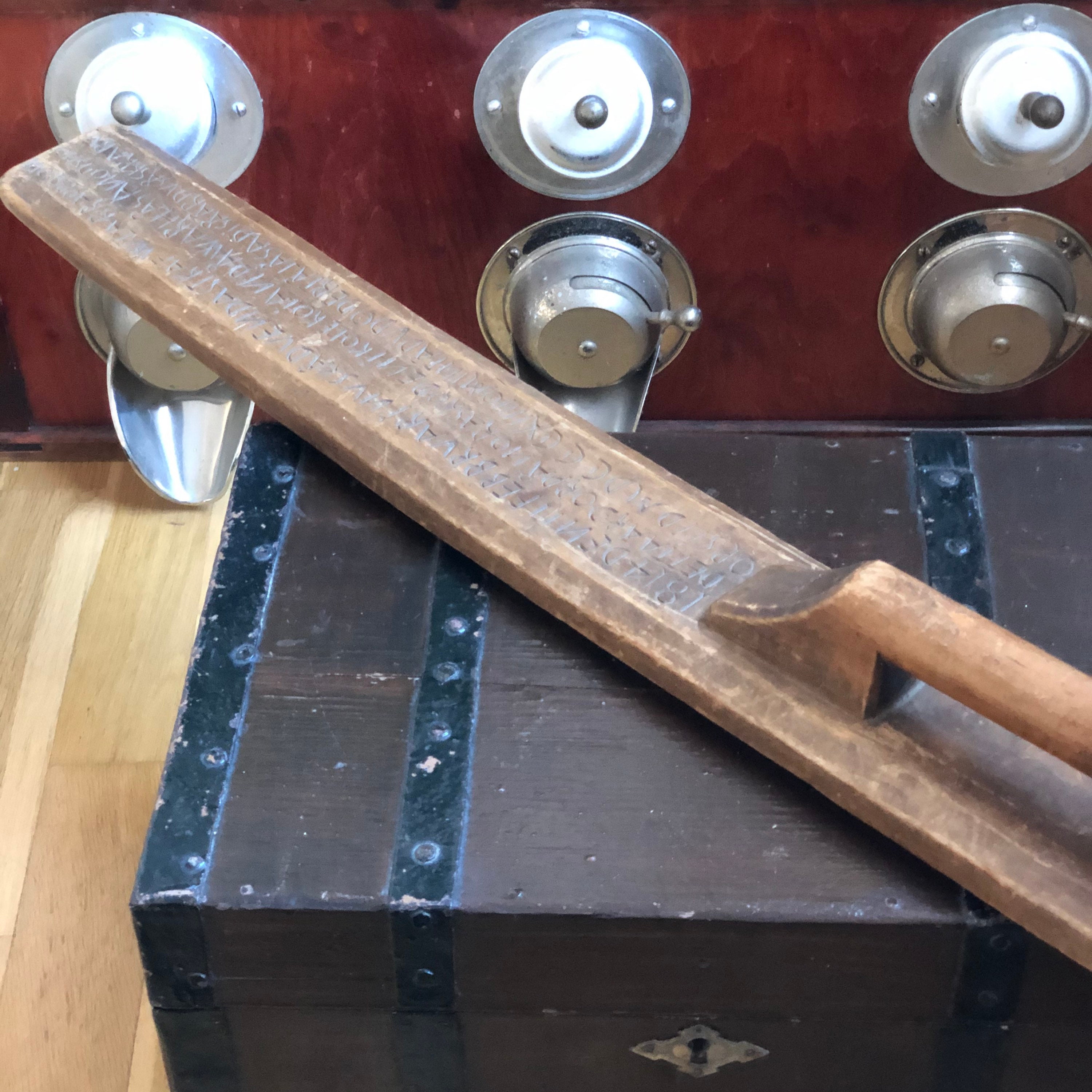 Large Wooden primitive laundry tool hand carved Swedish Vintage linen