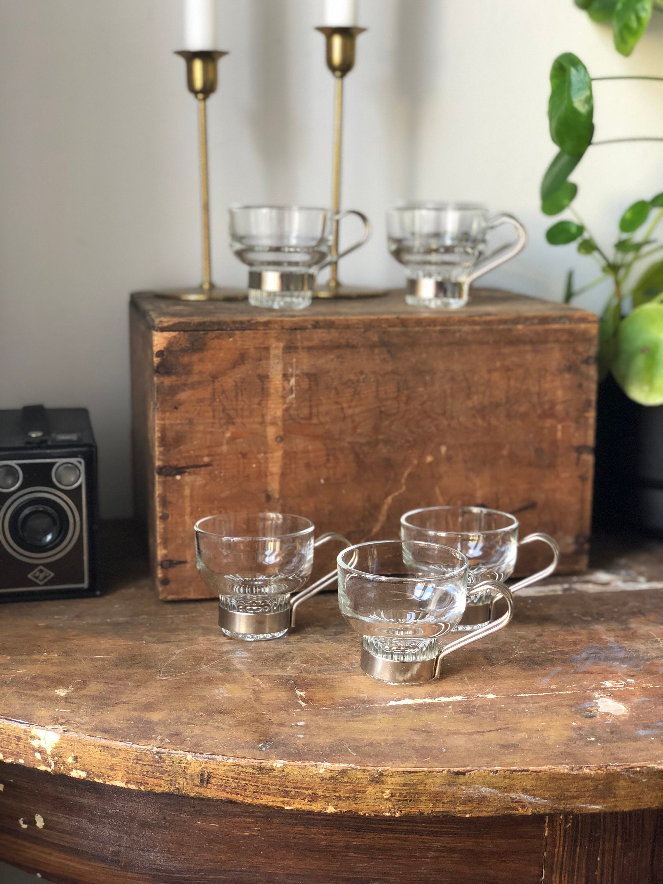 Set of 6 scandinavian hot beverage glasses glögg mulled wine / espresso