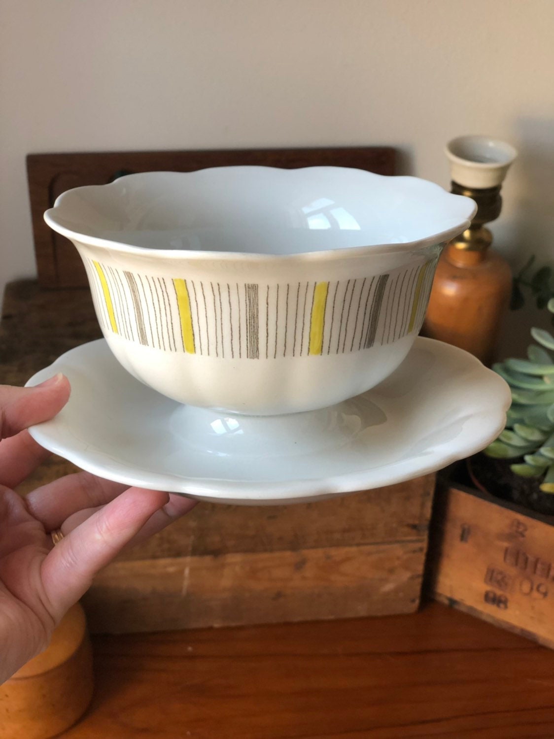 Swedish vintage Rörstrand bowl with attached plate tureen from the