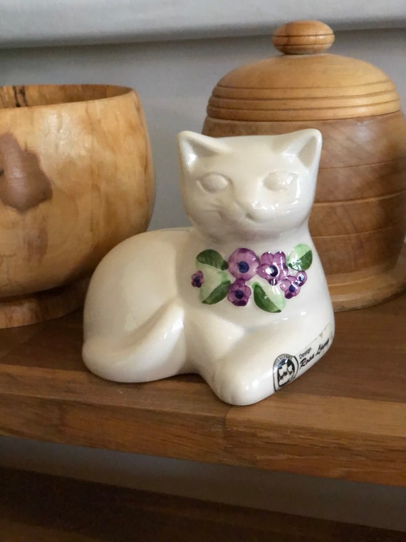 Rosa Ljung cat figure modcentury modern Scandinavian purple flowers Swedish