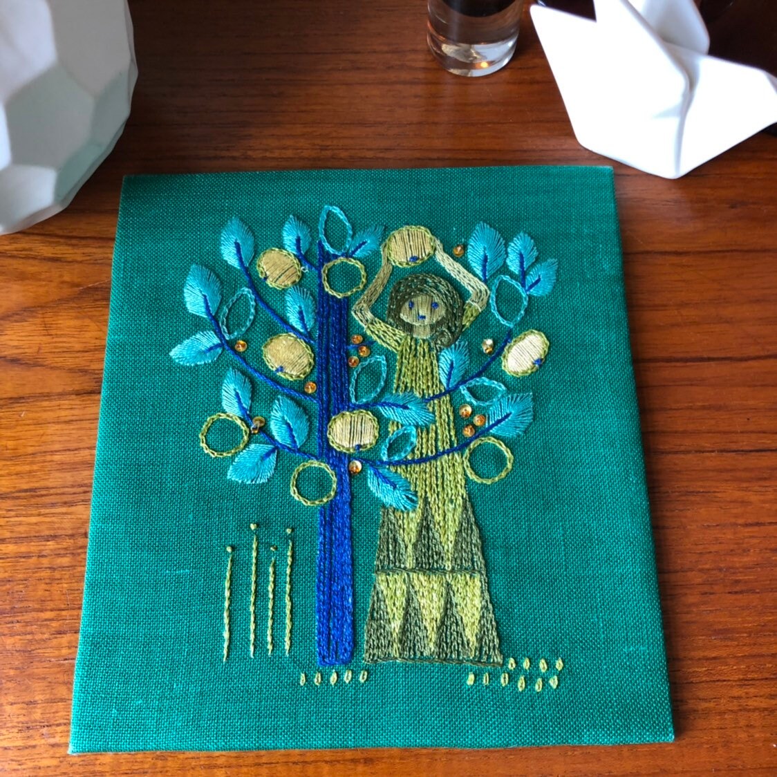 Tradition Swedish folk art crewel embroidered wall hanging vibrant