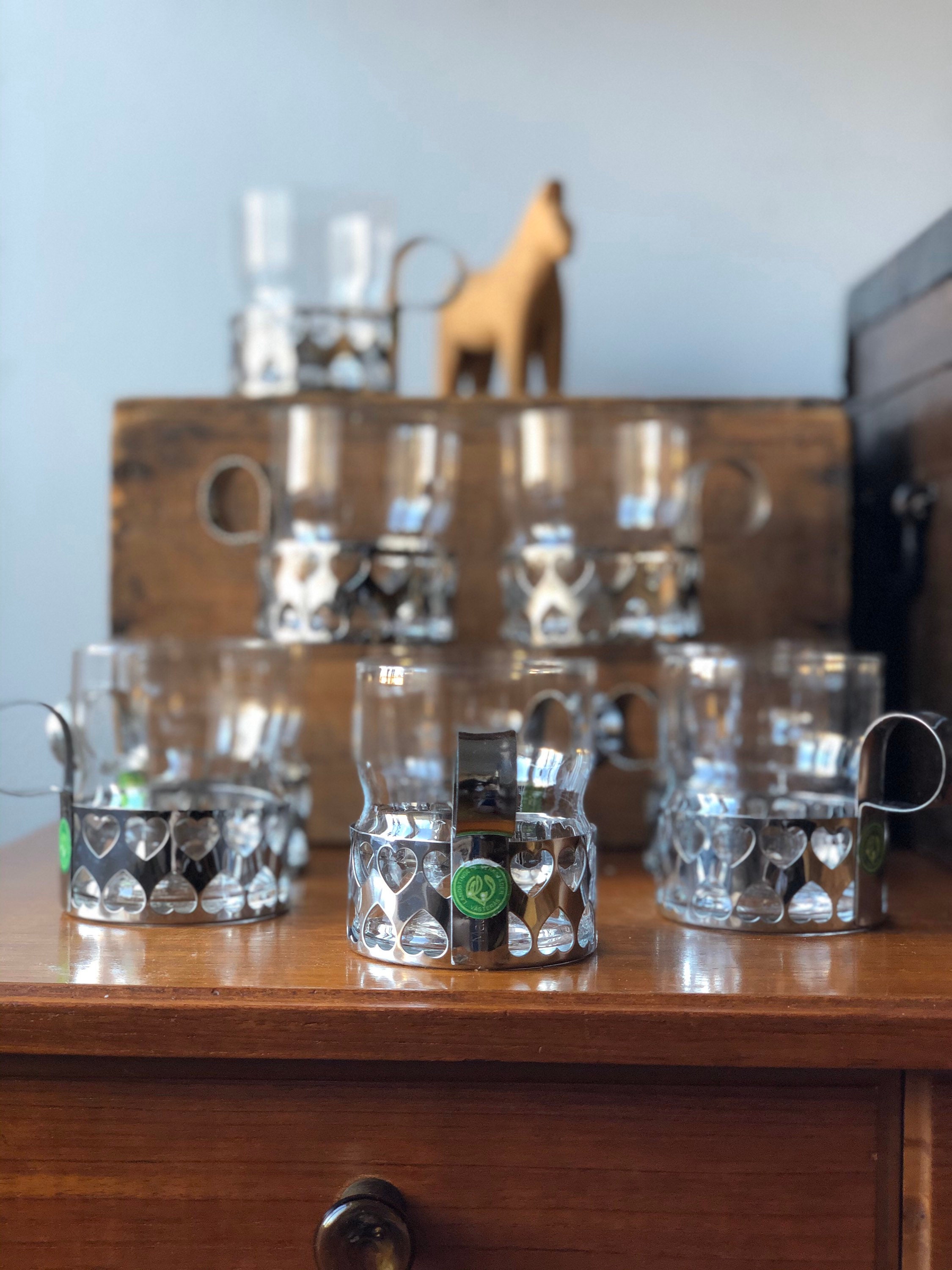 Set of 9 glasses Scandinavian SWEDISH hot beverage glasses glögg