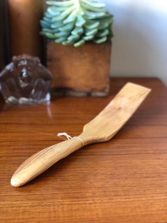 Swedish hand carved wooden spatula kitchen tool hygge Scandinavian folk art farmhouse cooking utensil