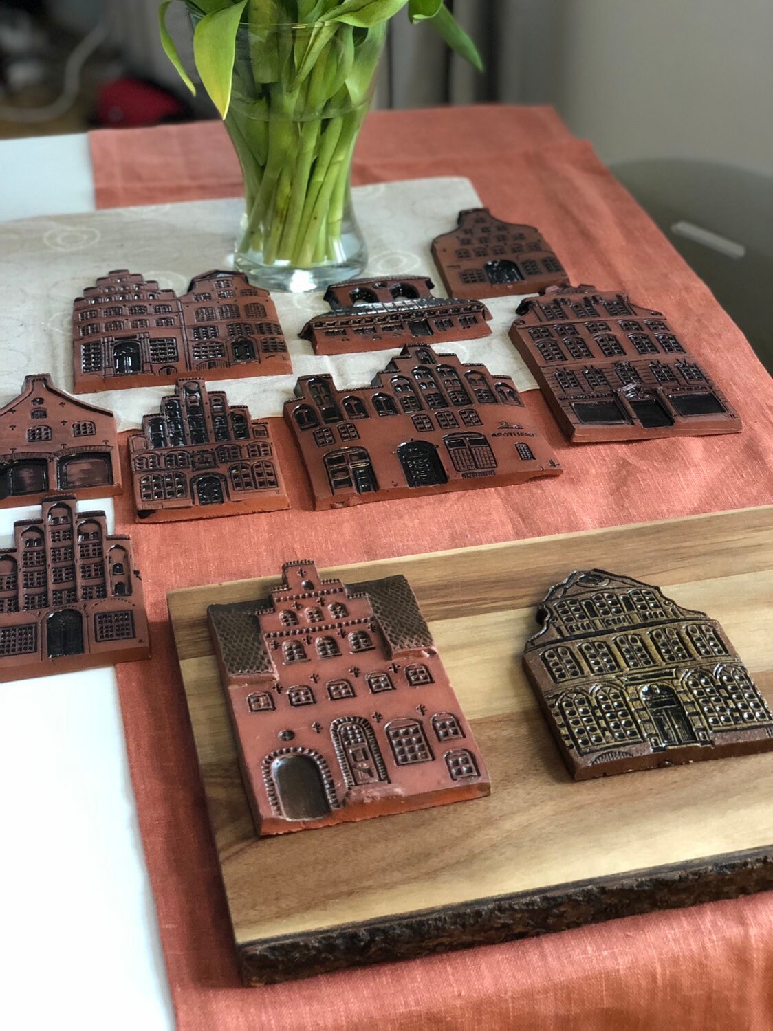 Vintage famous building ceramic wall hanging plaques from Lubeck