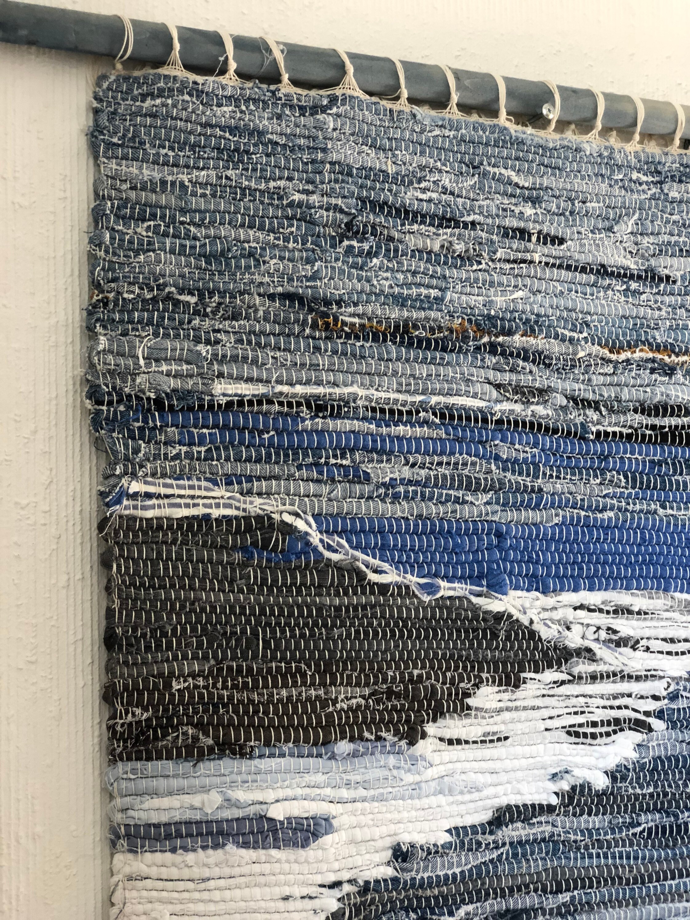 Original Scandinavian rag rug woven textil art wall hanging tapestry