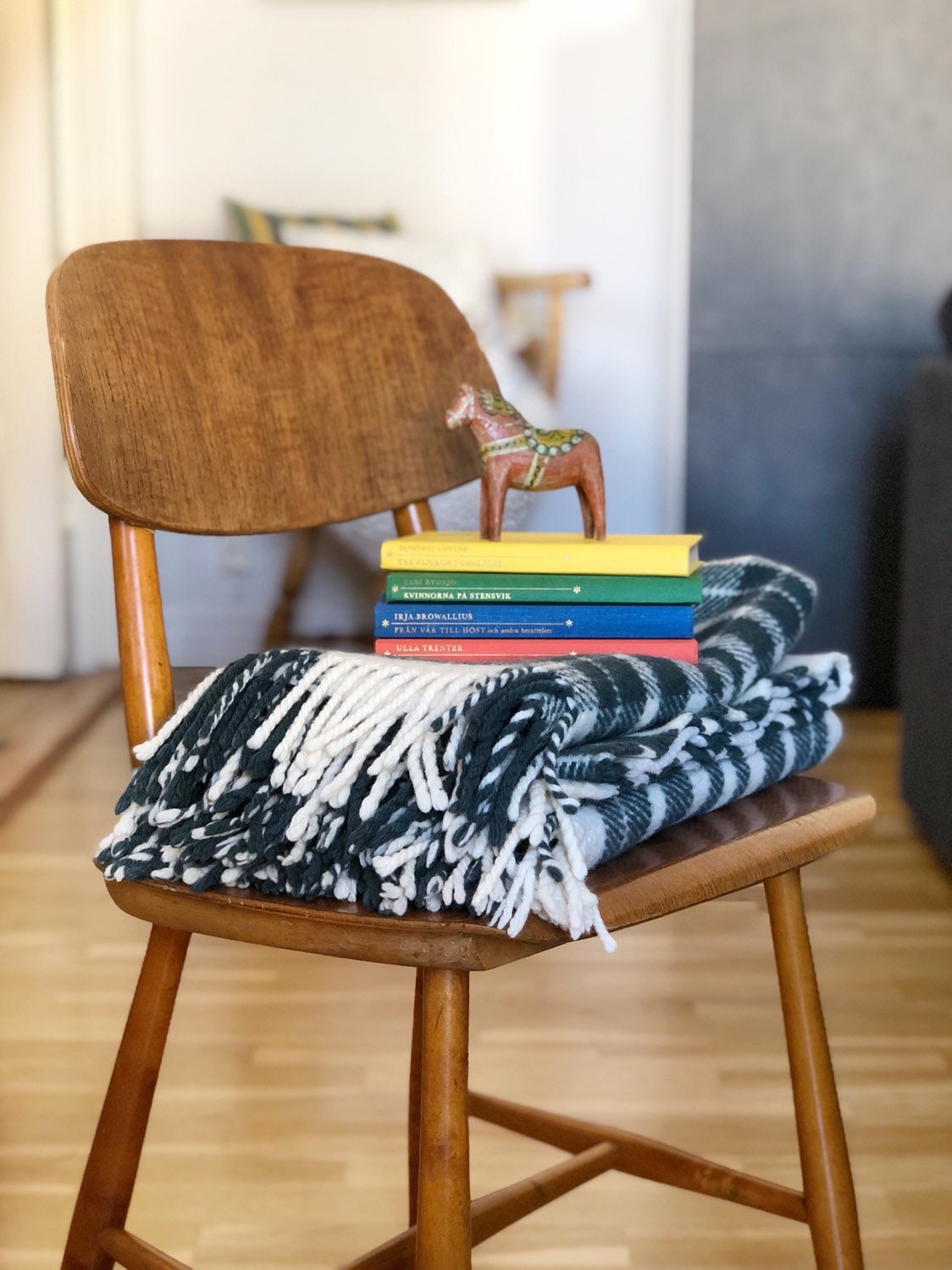 Wool throw blanket dark green and white tones wool blanket ...
