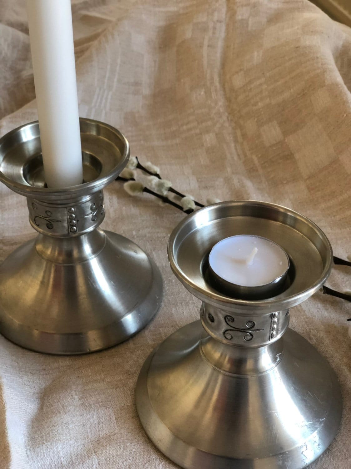 Norwegian nordic candle holder pewter 1960s traditional Norwegian