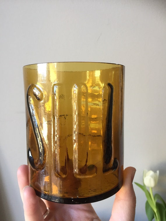 Swedish amber glass midcentury modern  sill herring canister midmod handcrafted/Scandinavian  Swedish/amber