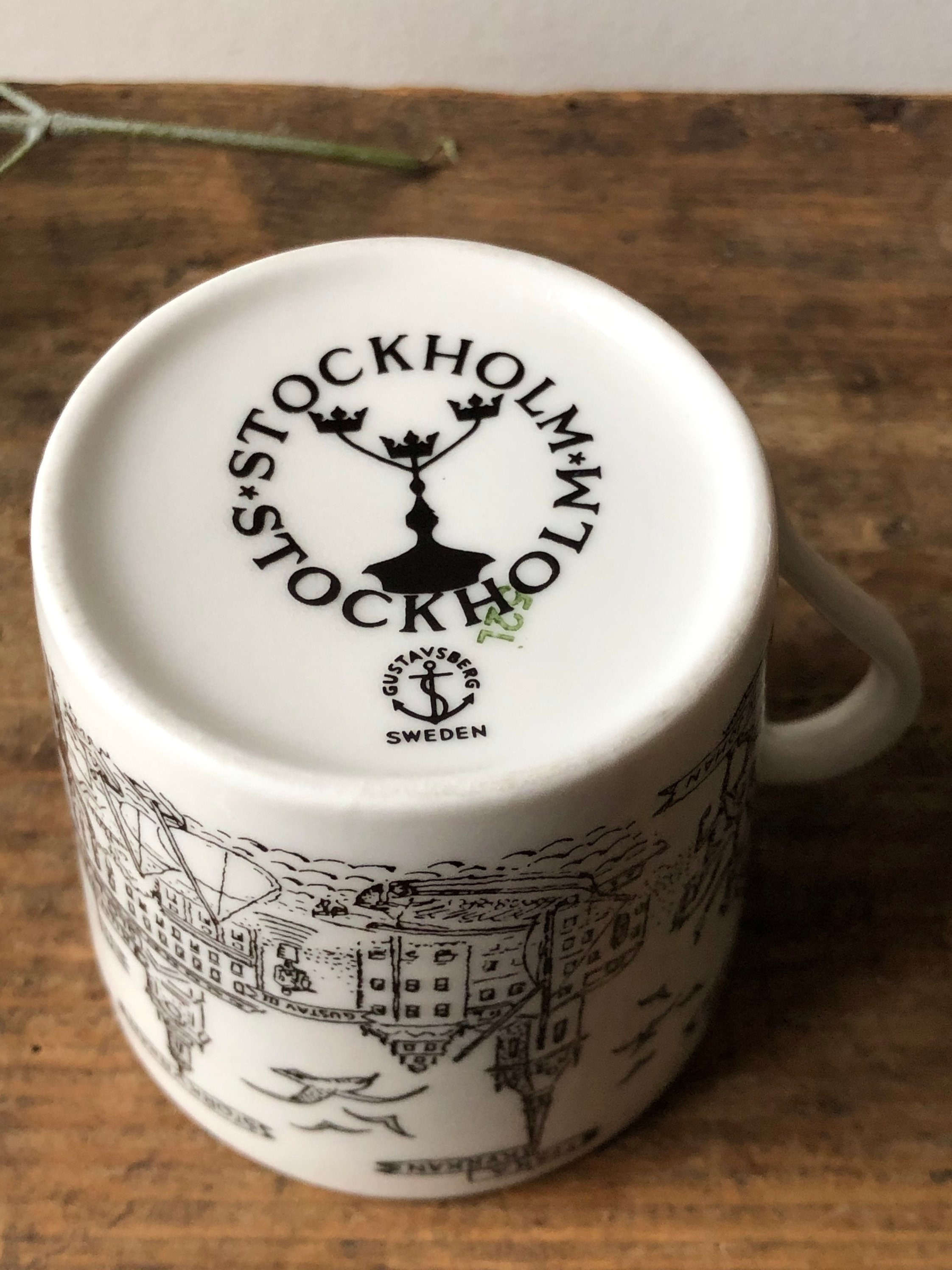 Gustavsberg cup and saucer Stockholm cityscape of famous buildings in
