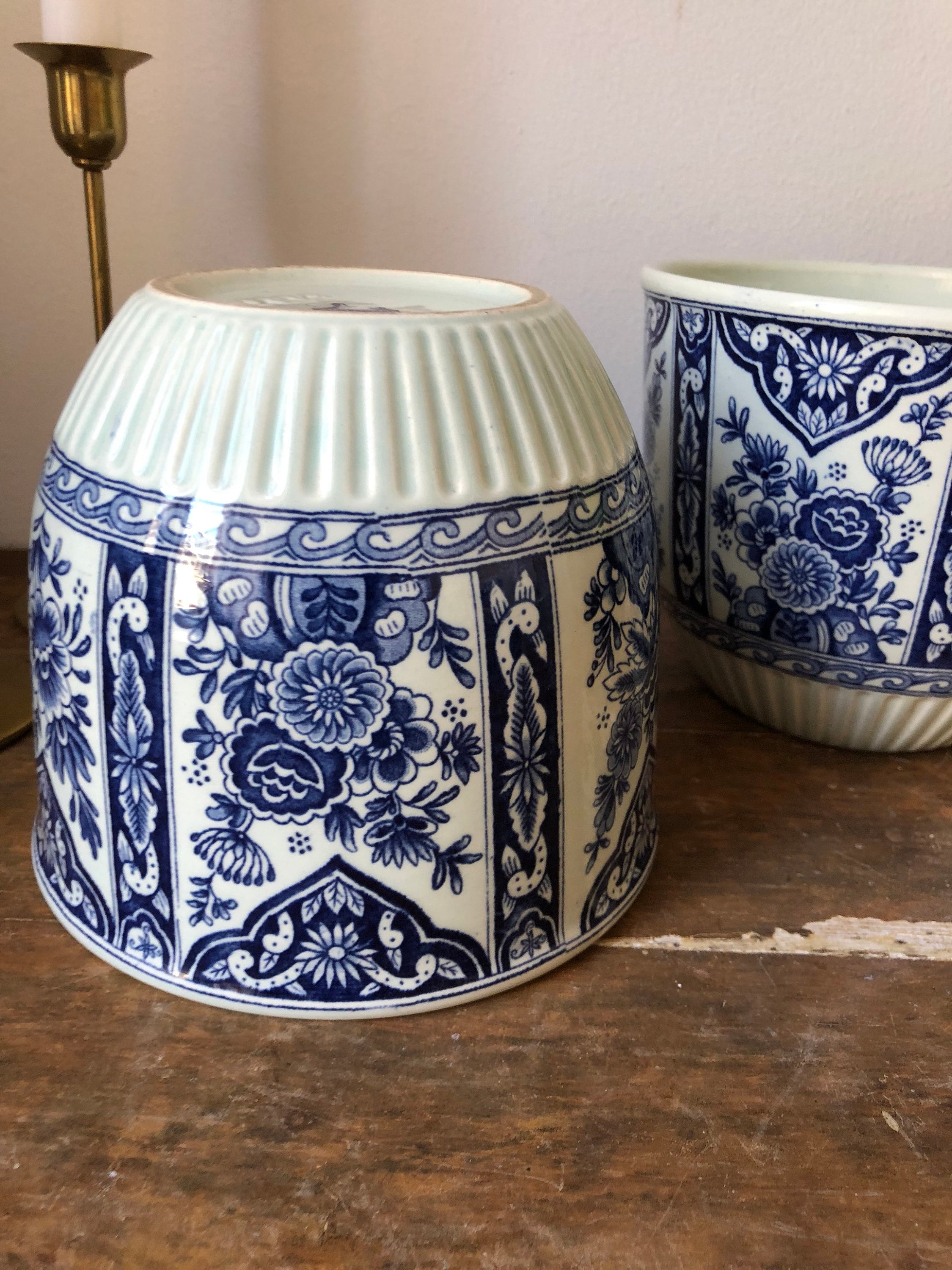 Delft blue Dutch porcelain planters Delft Bluw Petrus Regout & CO