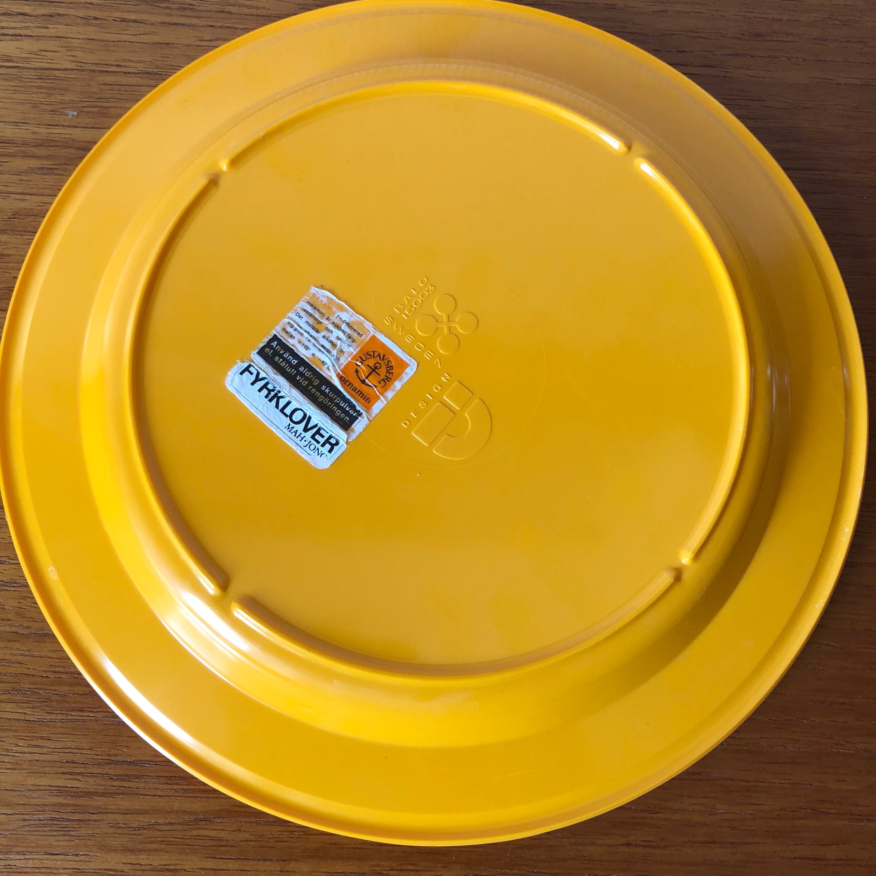 Gustavsberg melamine yellow plates mid century modern fyrklover series