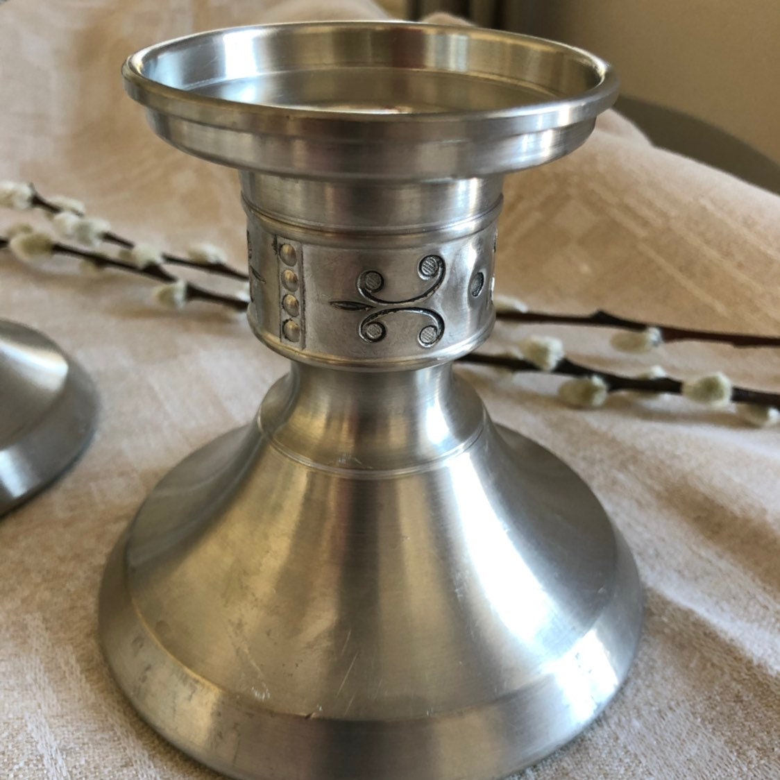 Norwegian nordic candle holder pewter 1960s traditional Norwegian