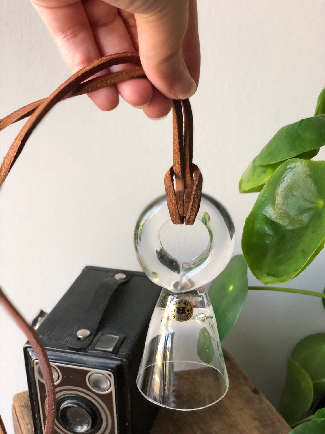 Reijmyre handblown Shot glass on a string swedish Scandinavian sleek