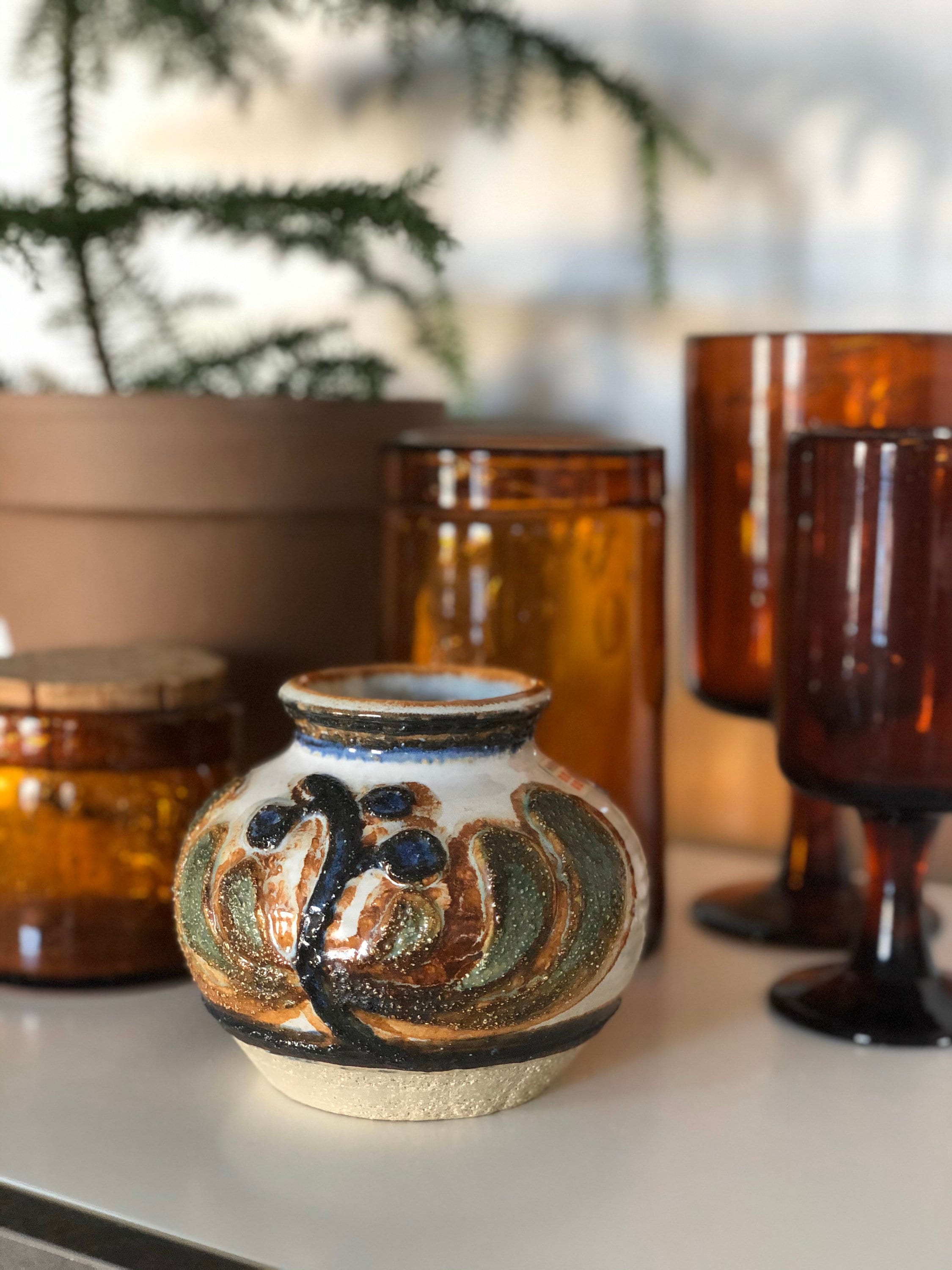 Danish vase Soholm Denmark designed by Noomi with original sticker