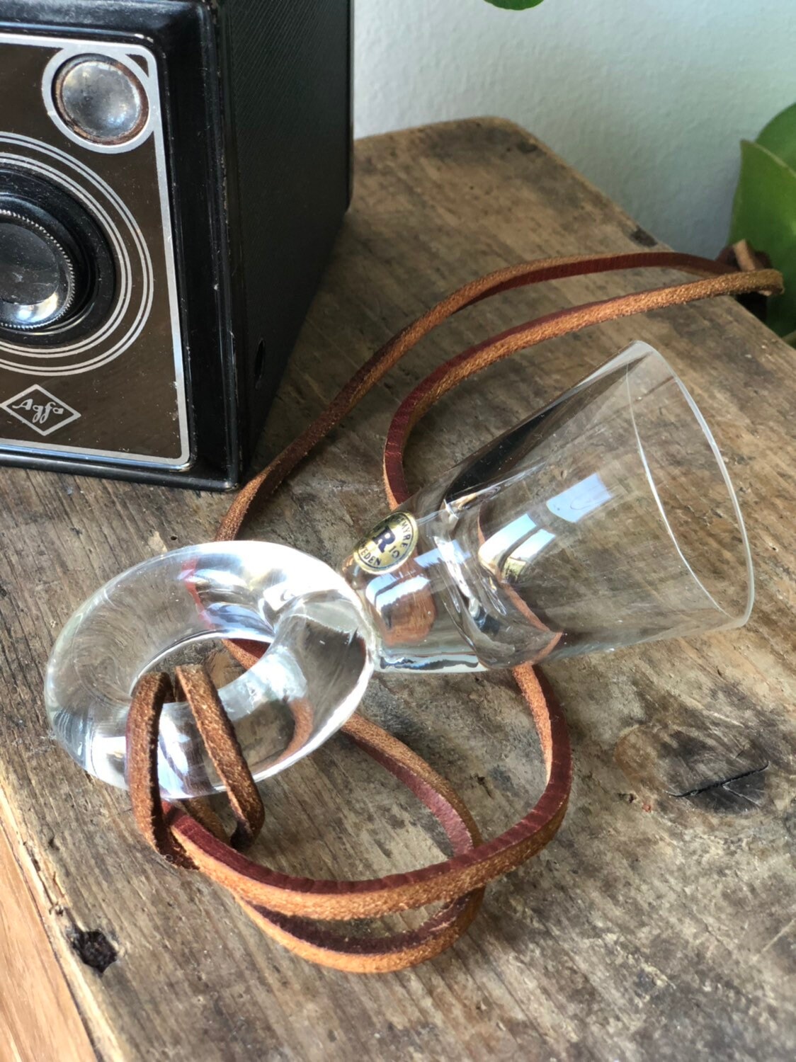 Reijmyre handblown Shot glass on a string swedish Scandinavian sleek