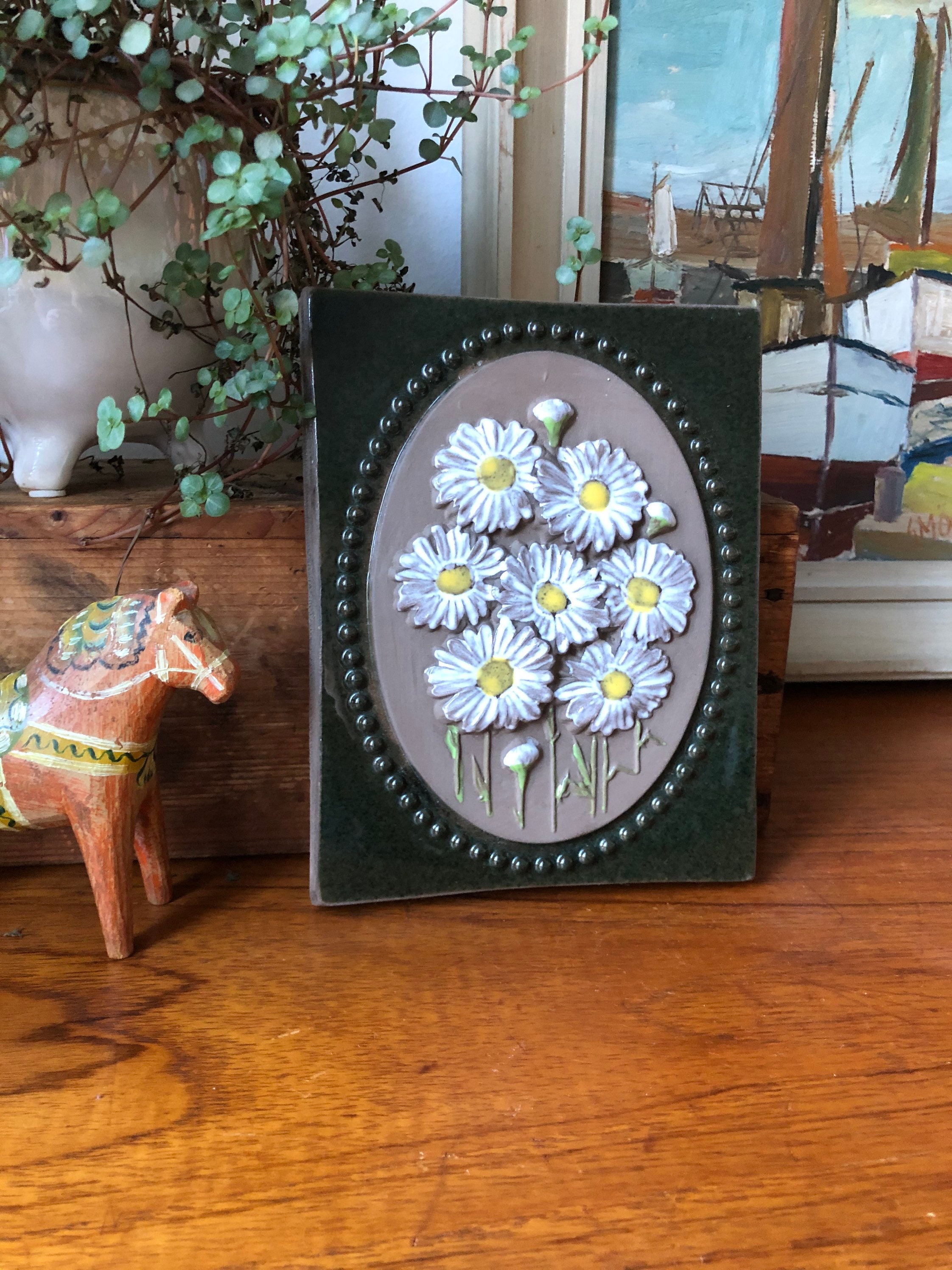 Vintage 1960s Ceramic Tile Plaque Ceramic Wall Art by JIE Etsy