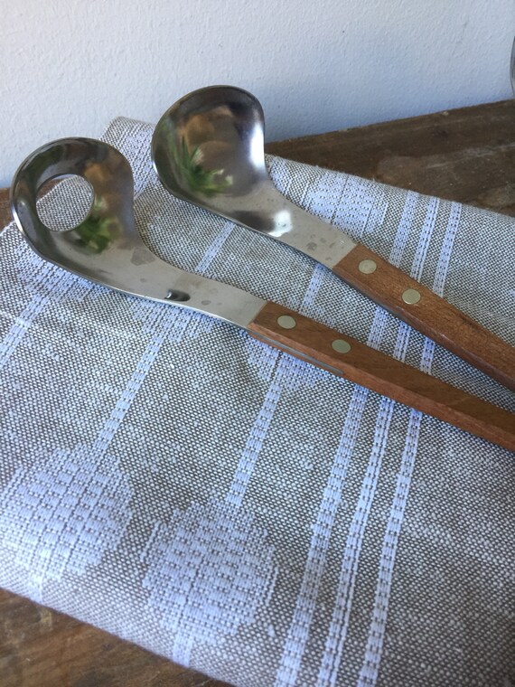 Danish teak wooden/serving/salad/tongs/stainless steel