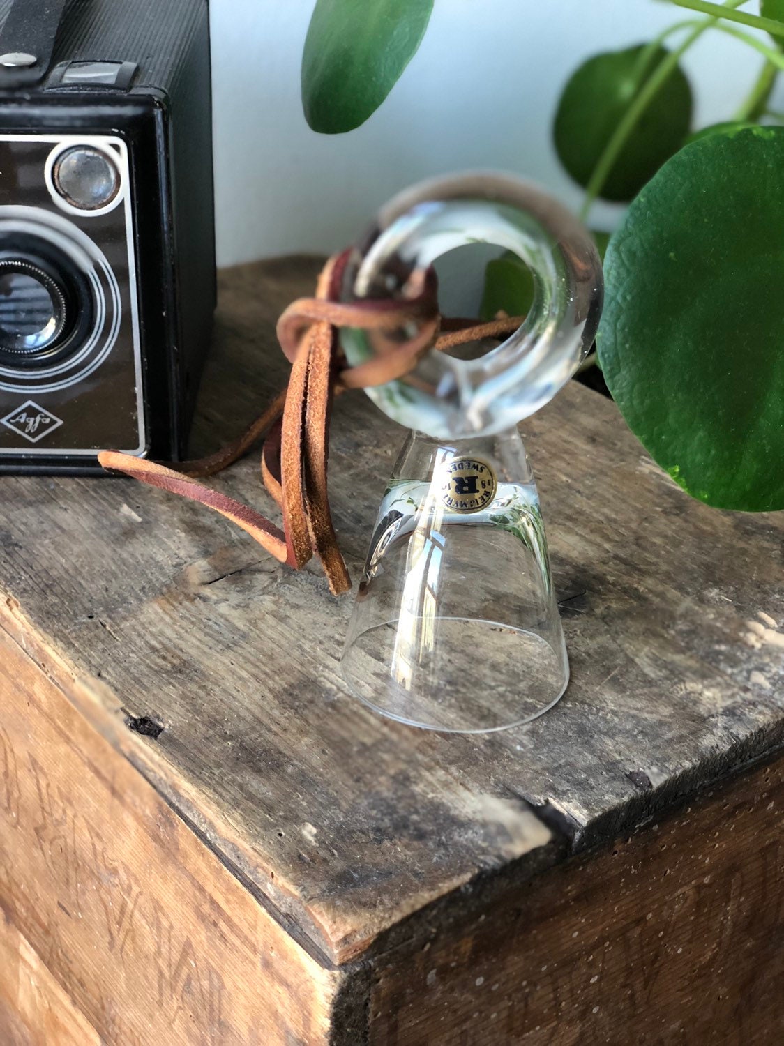 Reijmyre handblown Shot glass on a string swedish Scandinavian sleek