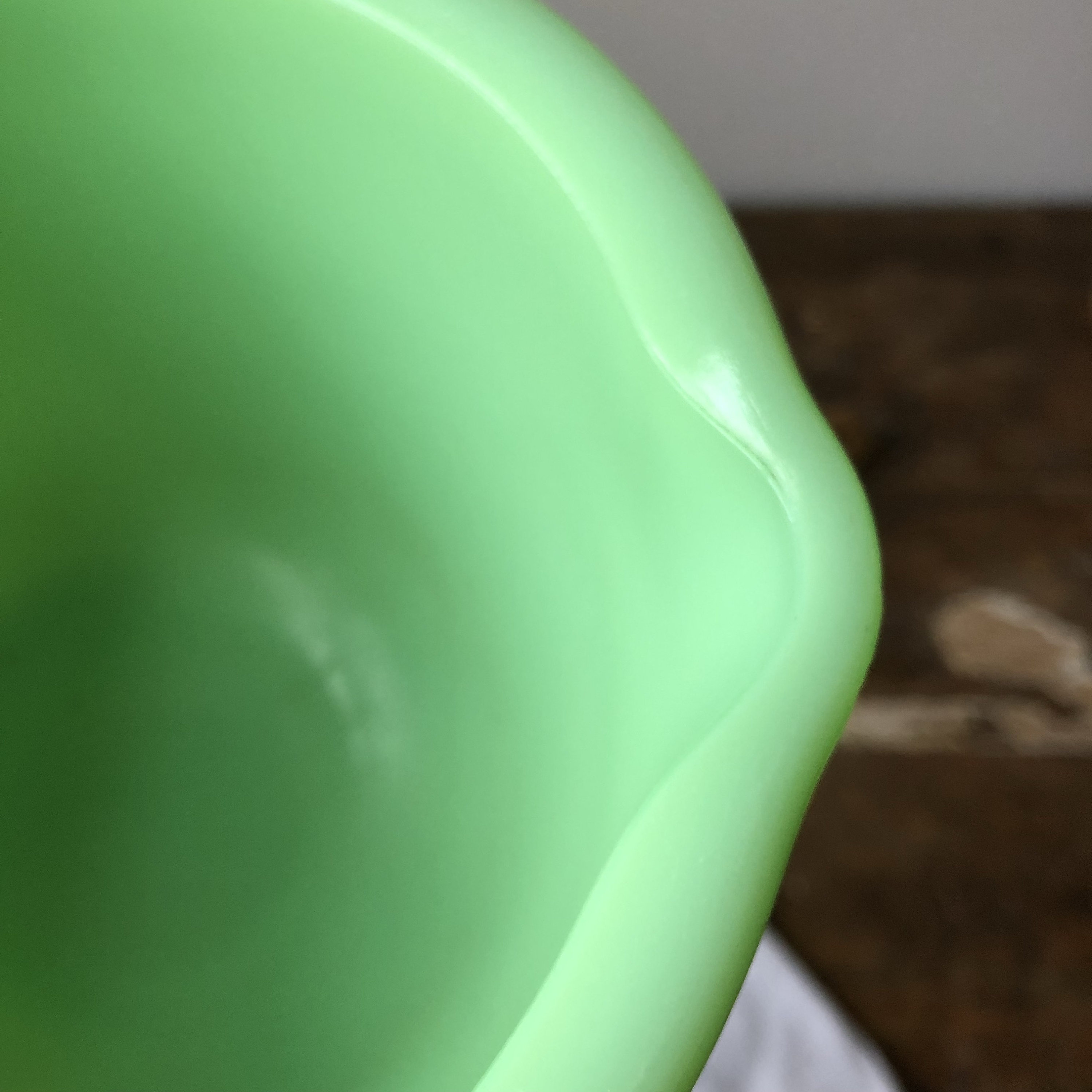 Jadeite mixing bowl with spout midcentury vintage glass bowl