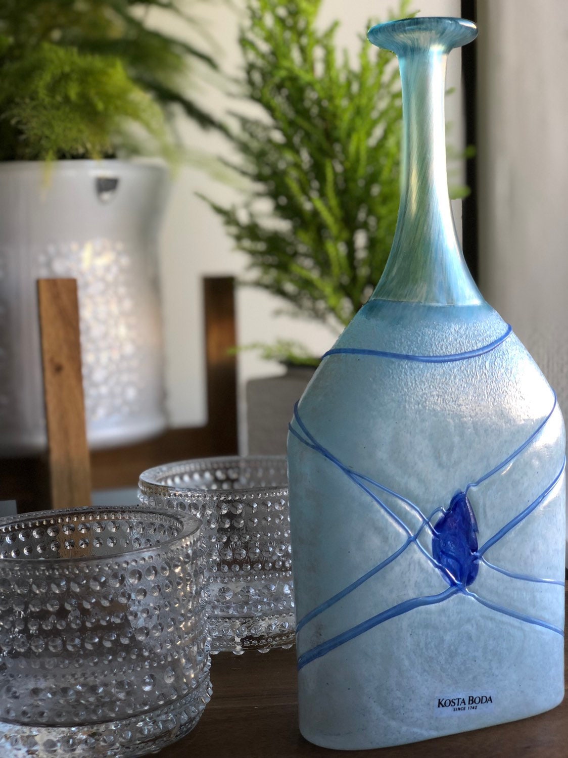 Galaxy Hand blown glass bottle / vase signed by Bertil Vallien for