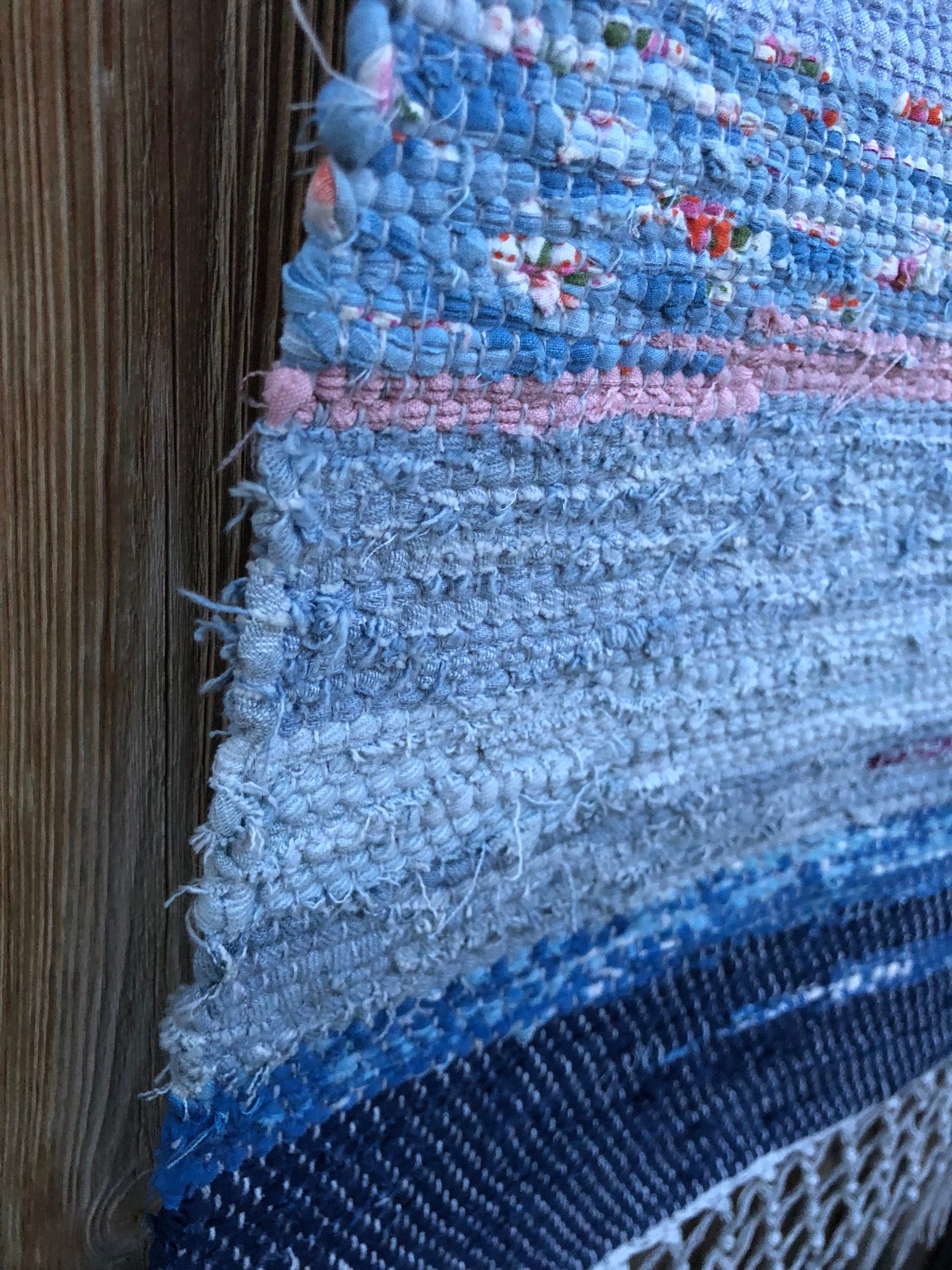 Original ombre Scandinavian rag rug woven textil art wall hanging ...