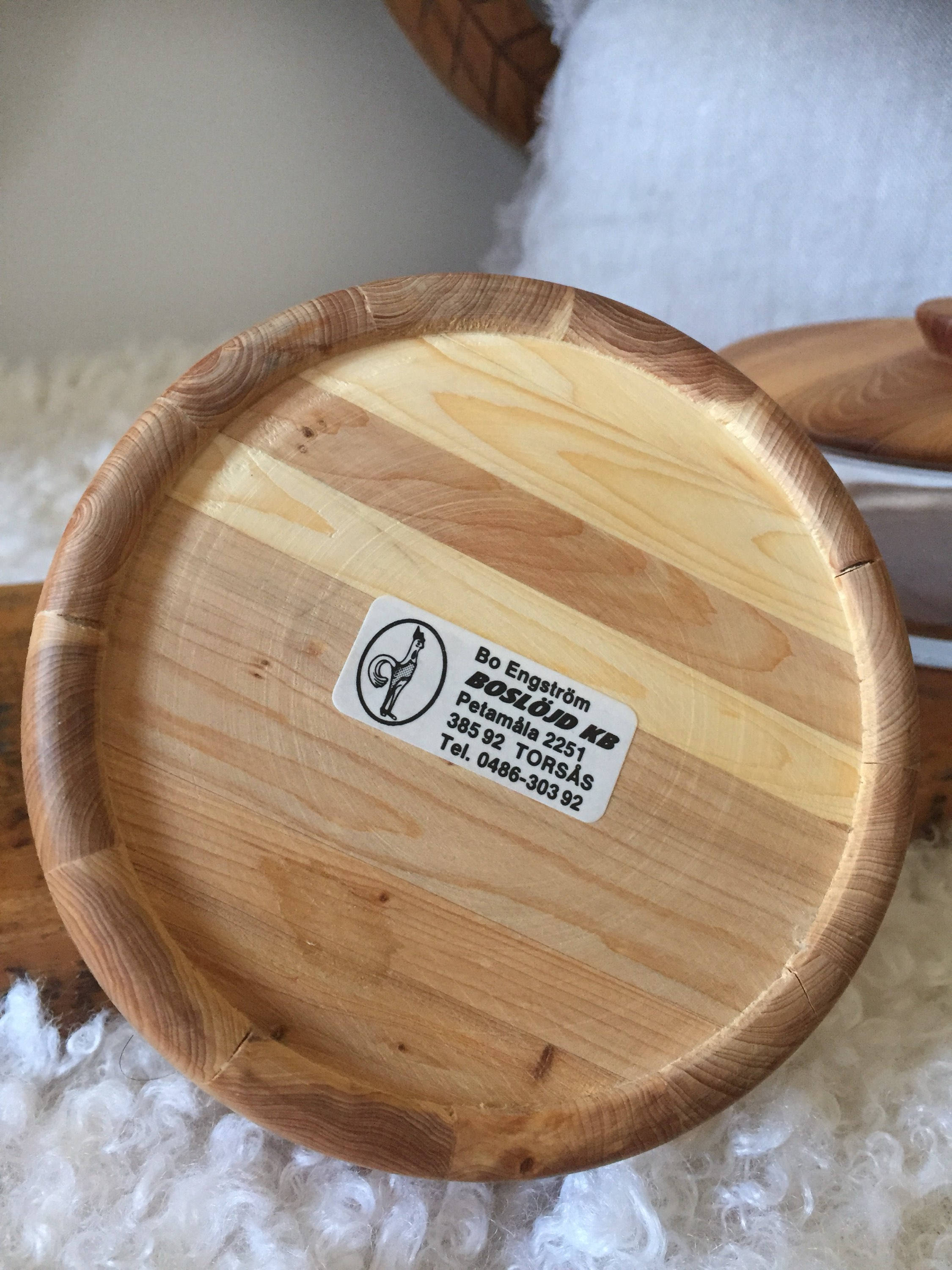 Swedish Aspen wood /hand turned/midcentury modern /wooden bowl with lid/glass insert bowl/midmod