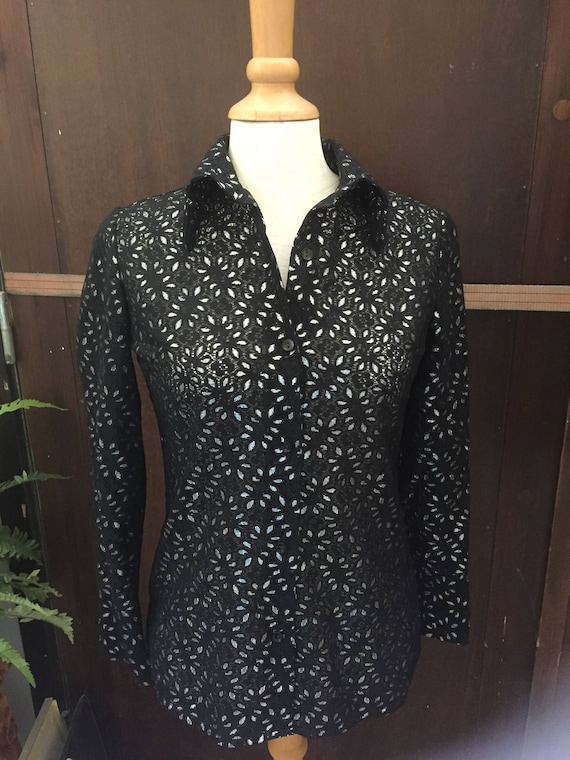 Ladies blouse/Office /day to night/secretary/top/Janstorp/islet/lace/blouse/silver/inlay/