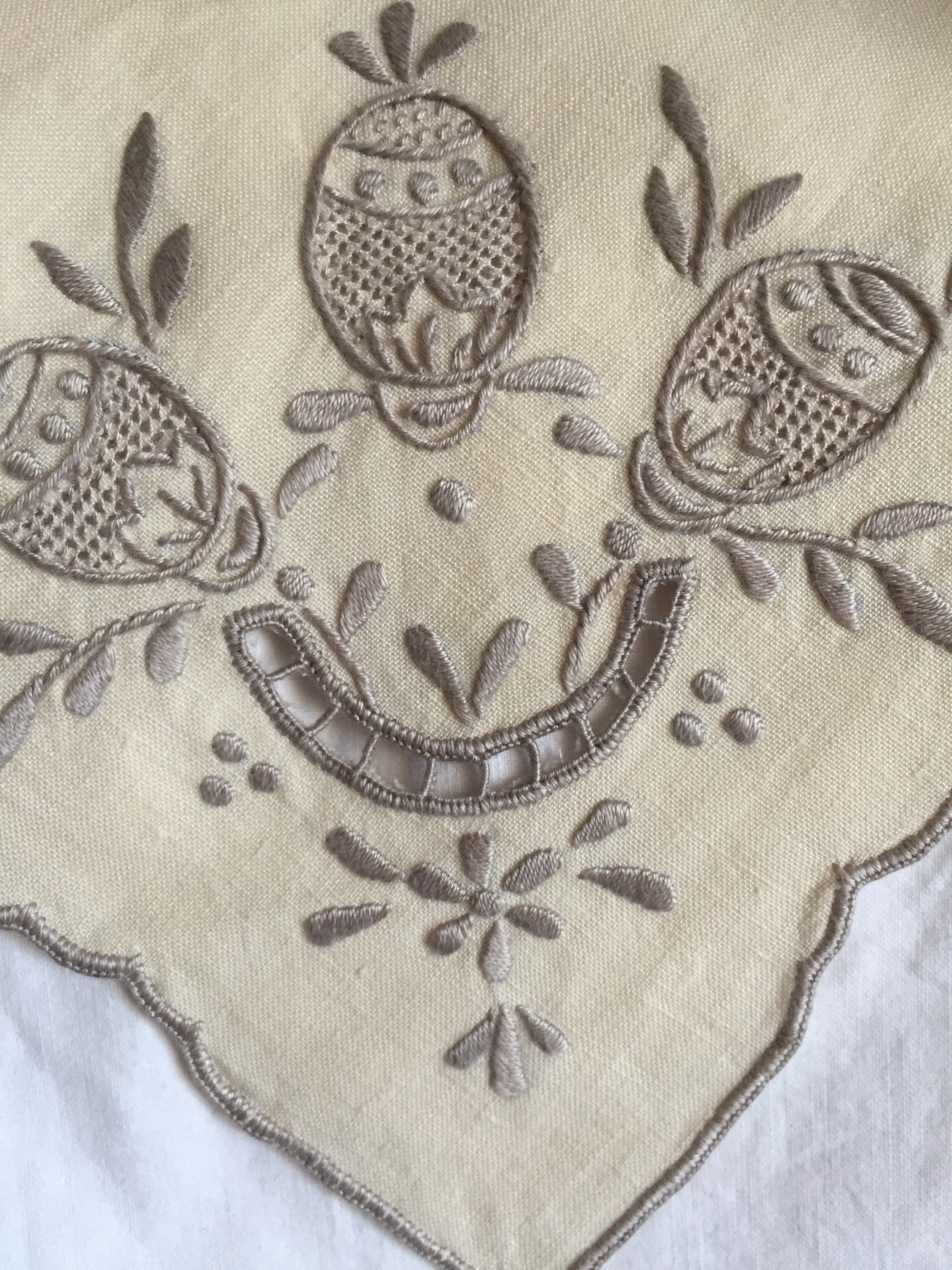 Easter embroidered napkins beige grey eggs set french country greige