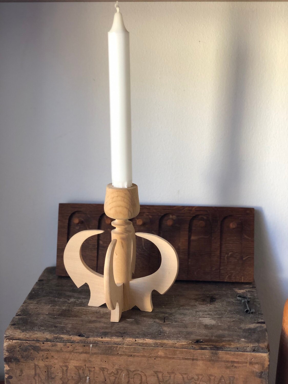 Swedish wooden turned candle stick holder christmas goat Scandinavian