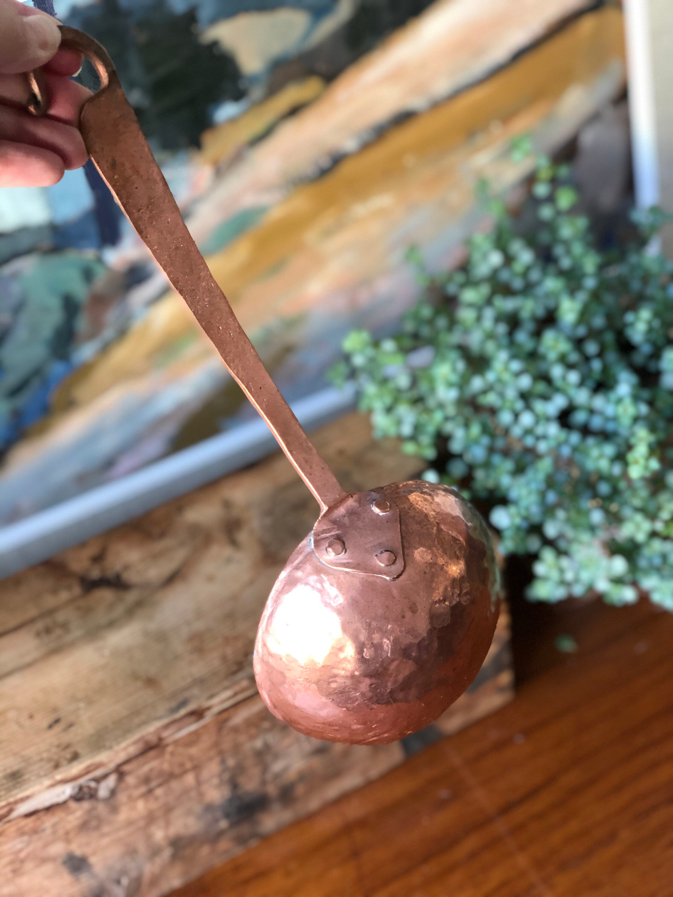 Hammered handmade copper ladle made in Sweden Scandinavian farmhouse