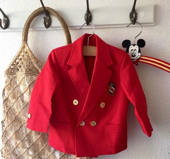 Adorable vintage Boys Nautical Double-Breasted Jacket in Linen from the 1960s