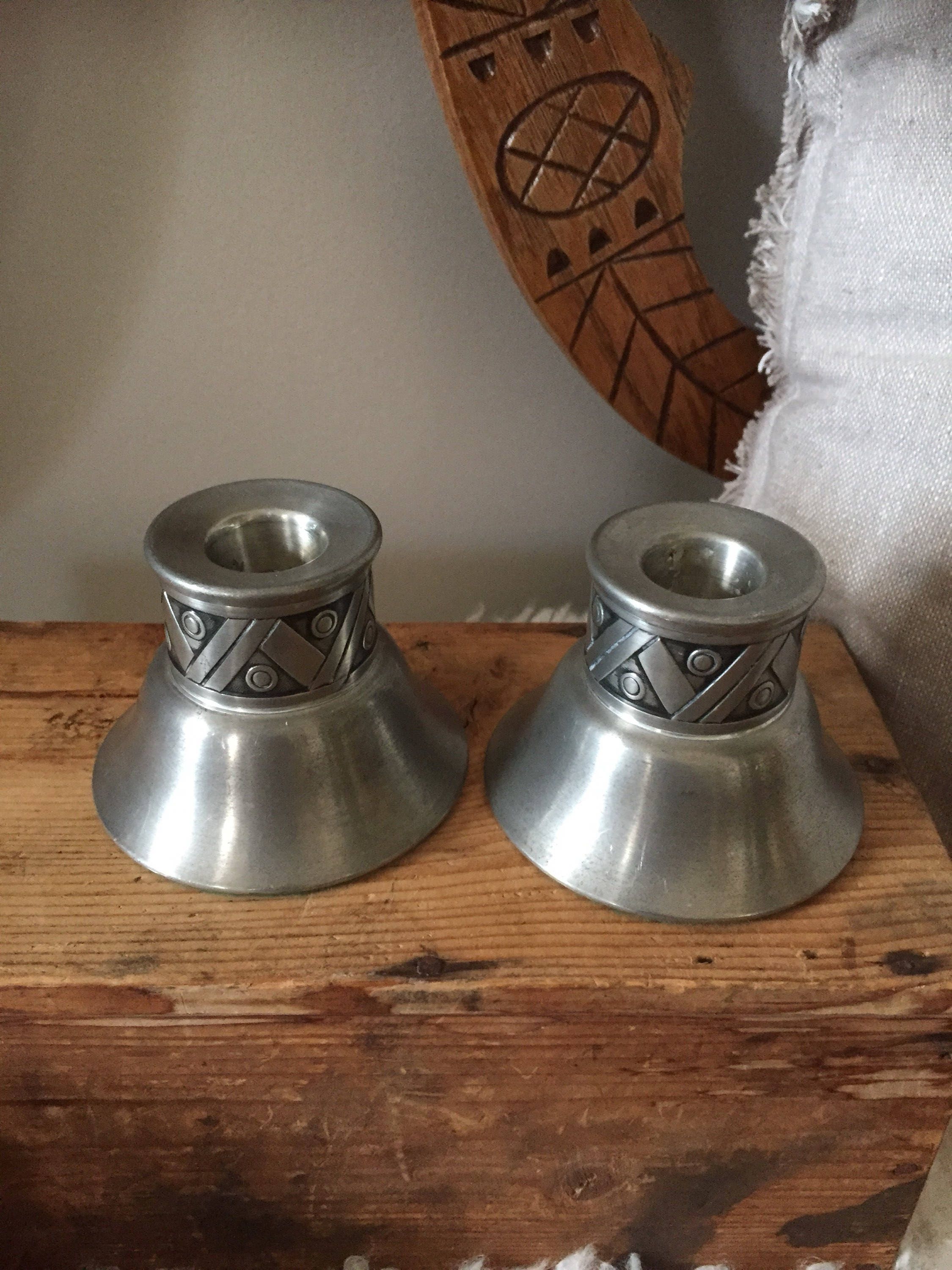 Norwegian nordic candle holders pewter 1960s traditional Norwegian hagness 35 Scandinavian folk