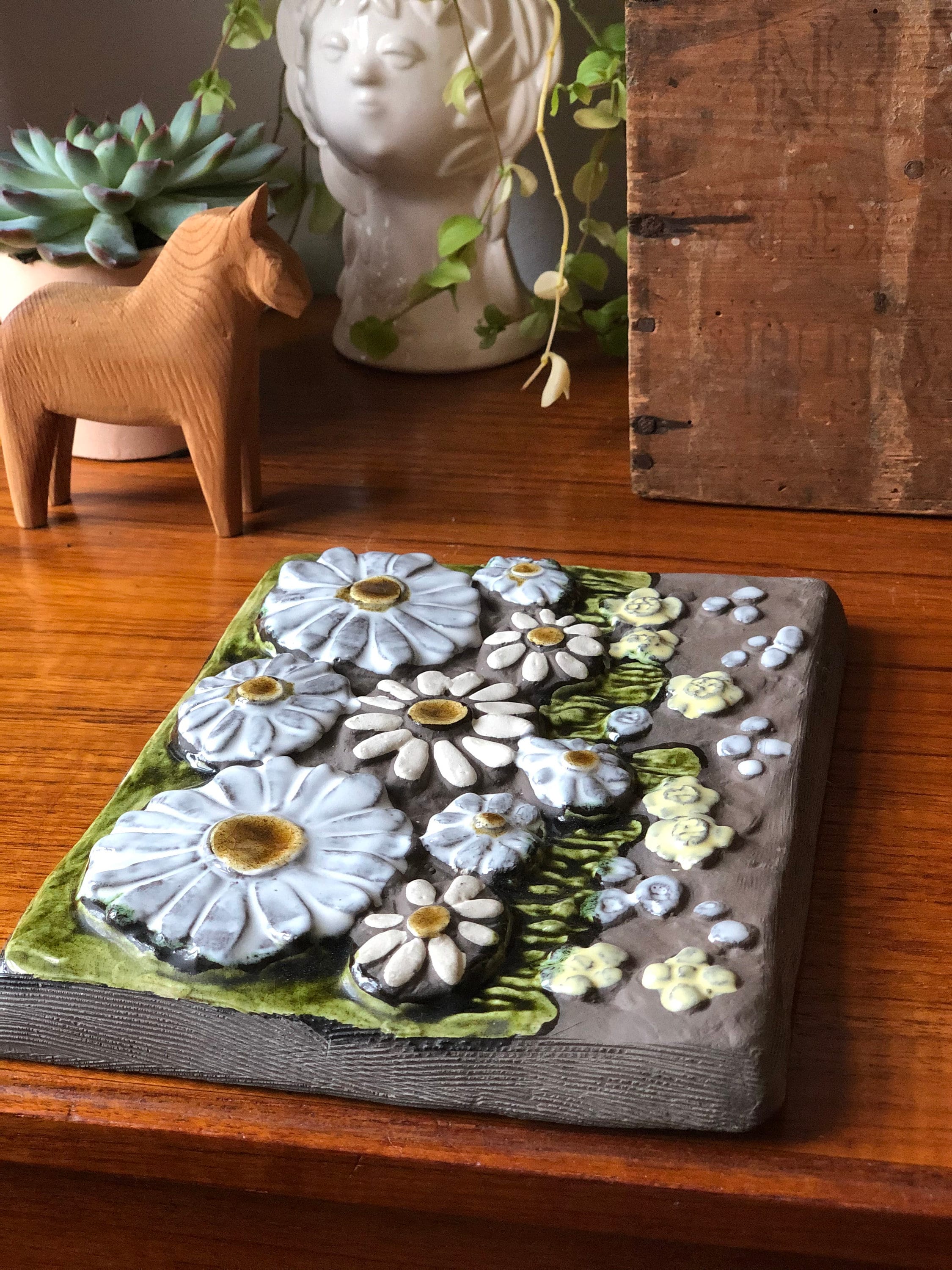 Vintage 1960s ceramic tile plaque ceramic wall art by JIE Sweden