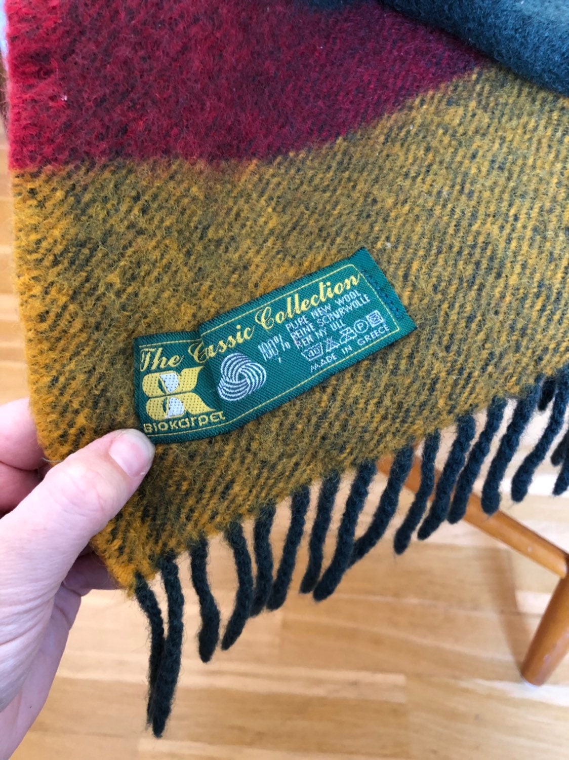 Wool throw blanket red orange green tones wool blanket throws vintage