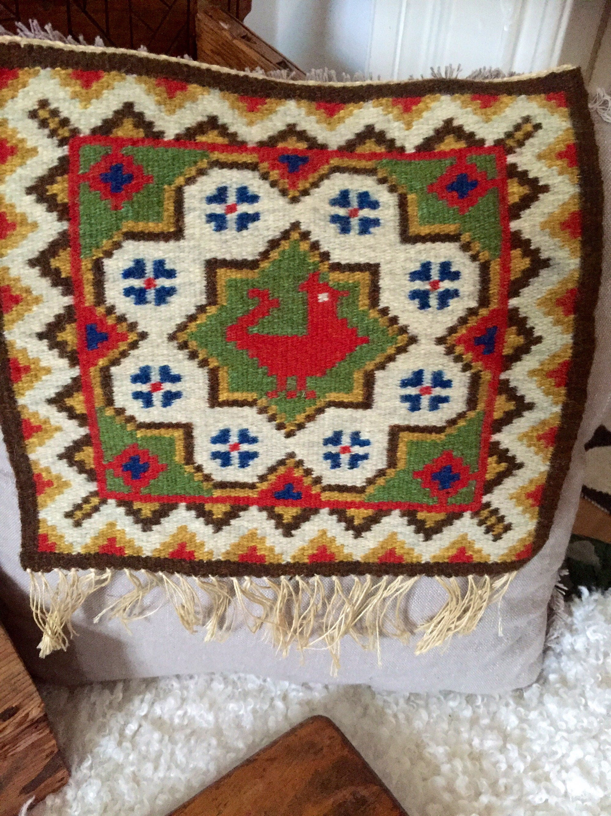 Handwoven kilim wallhanging turkey folk art traditional Flemish slow