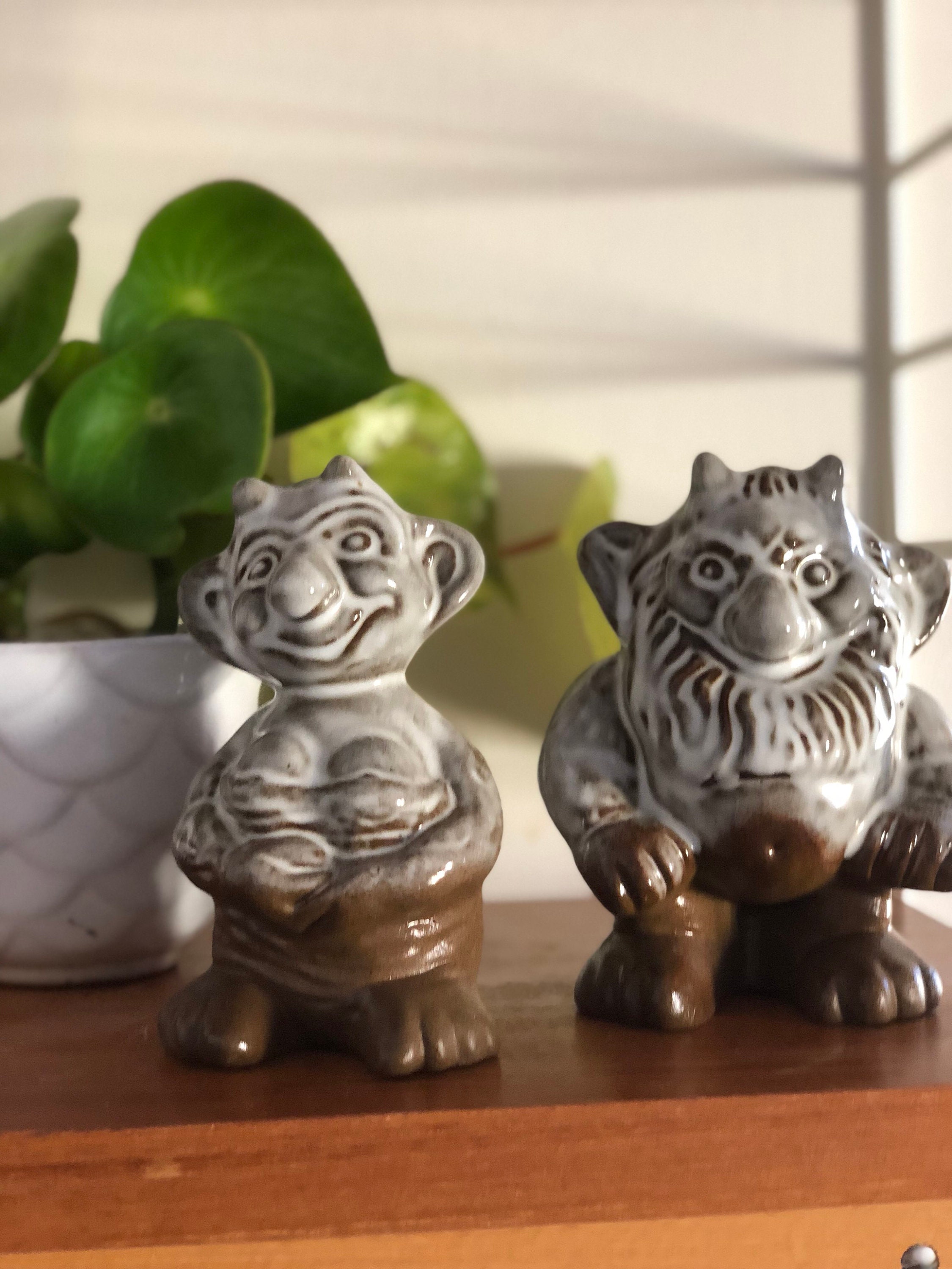 Troll shelf figurines Vintage Scandinavian ceramic figures Sweden